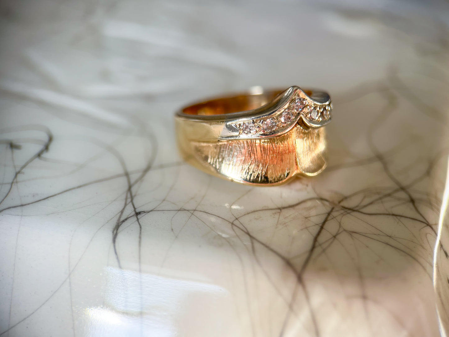 Vintage Natural Diamond 14k Yellow Gold Ring