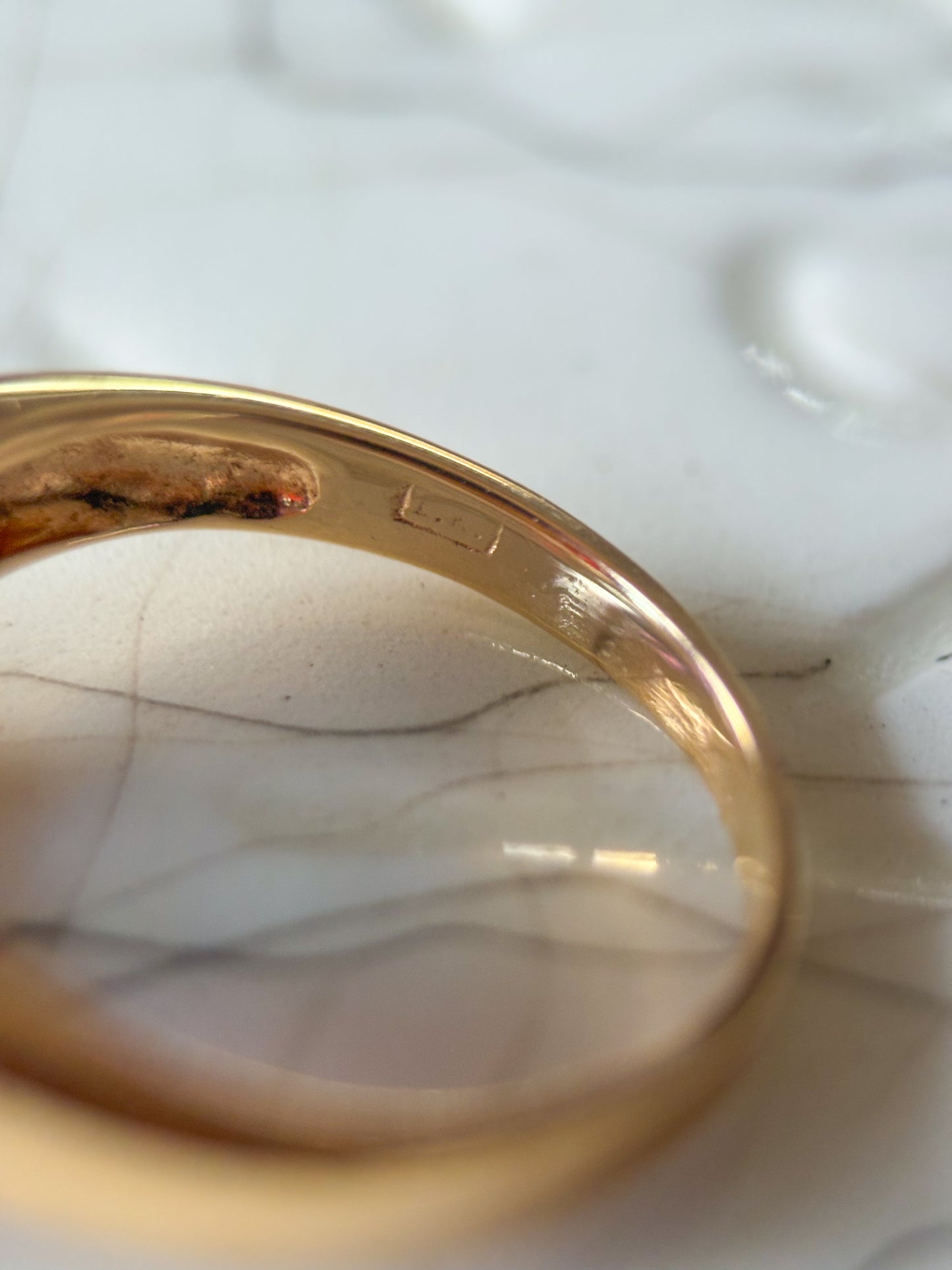 Vintage 14k Yellow Gold Three Stone Ring with Natural Diamonds