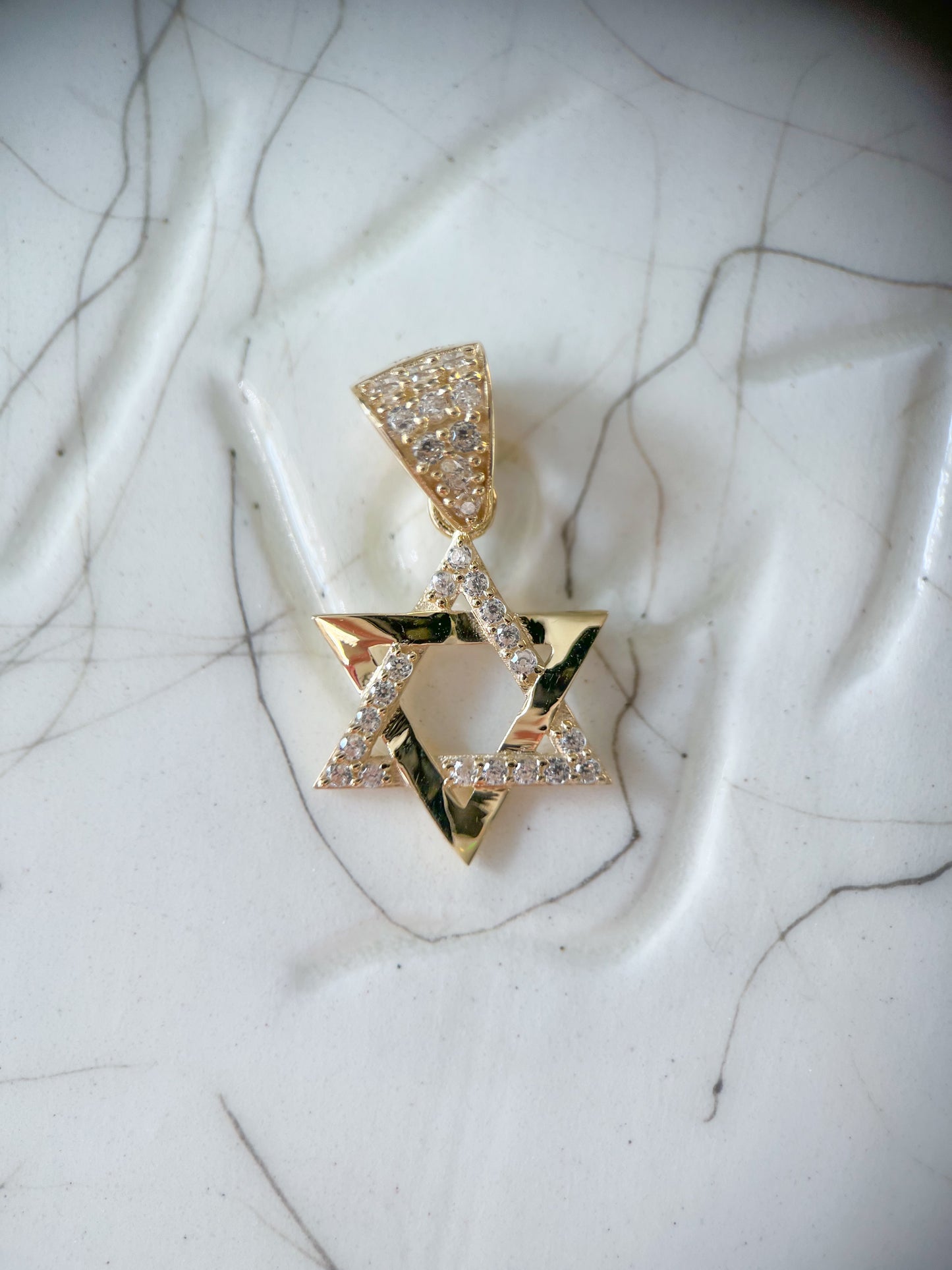 Various 10k Yellow Gold and CZ Star of David Charms