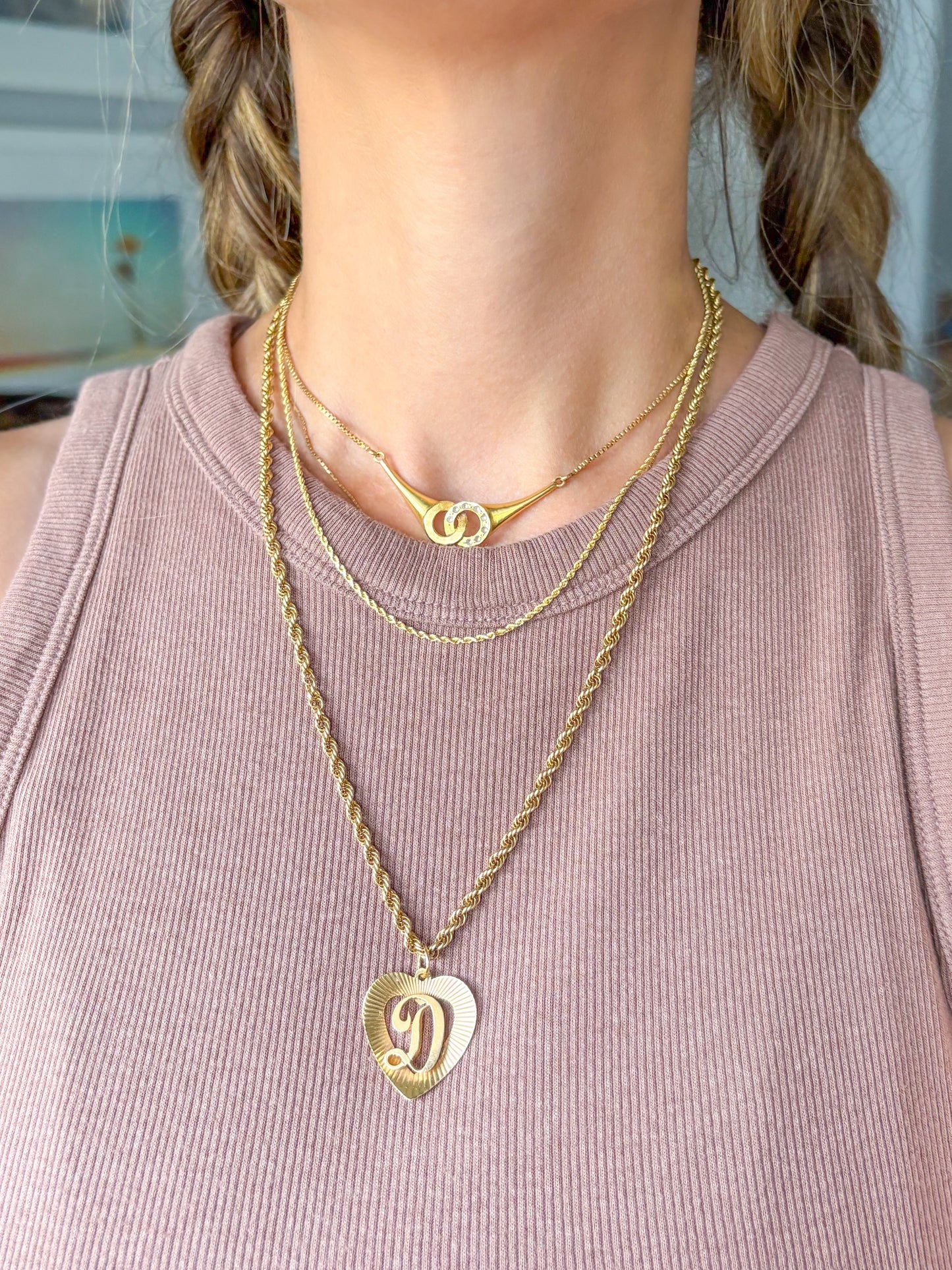 Vintage Solid Thin Rope Chain 14k Yellow Gold 16 Inch Chain Necklace