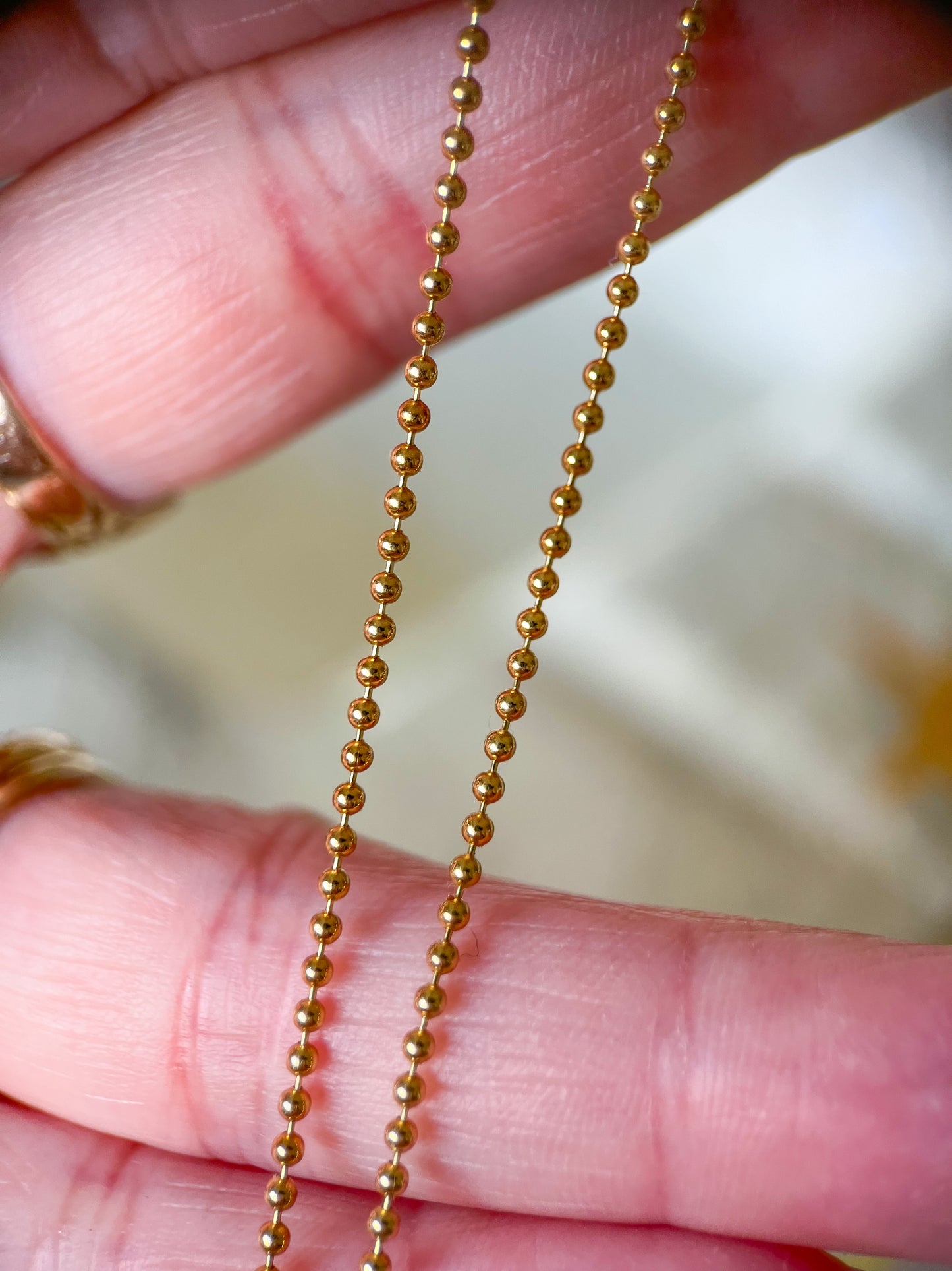 Vintage Ball Chain 14k Yellow Gold 16 Inch Necklace