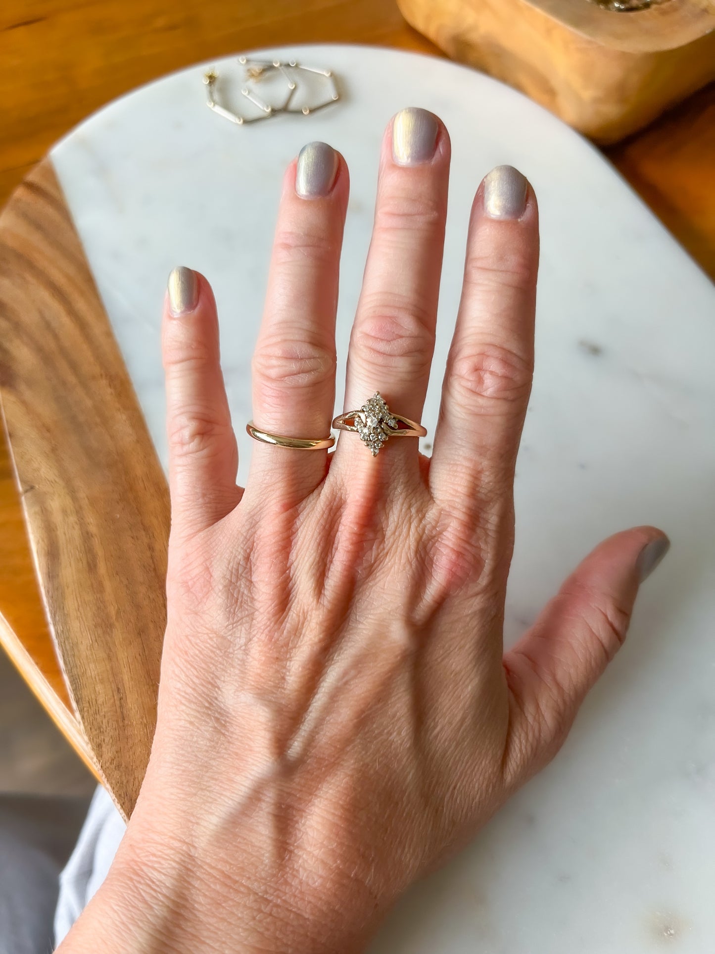 Vintage Natural Diamond 14k Yellow Gold Cluster Ring