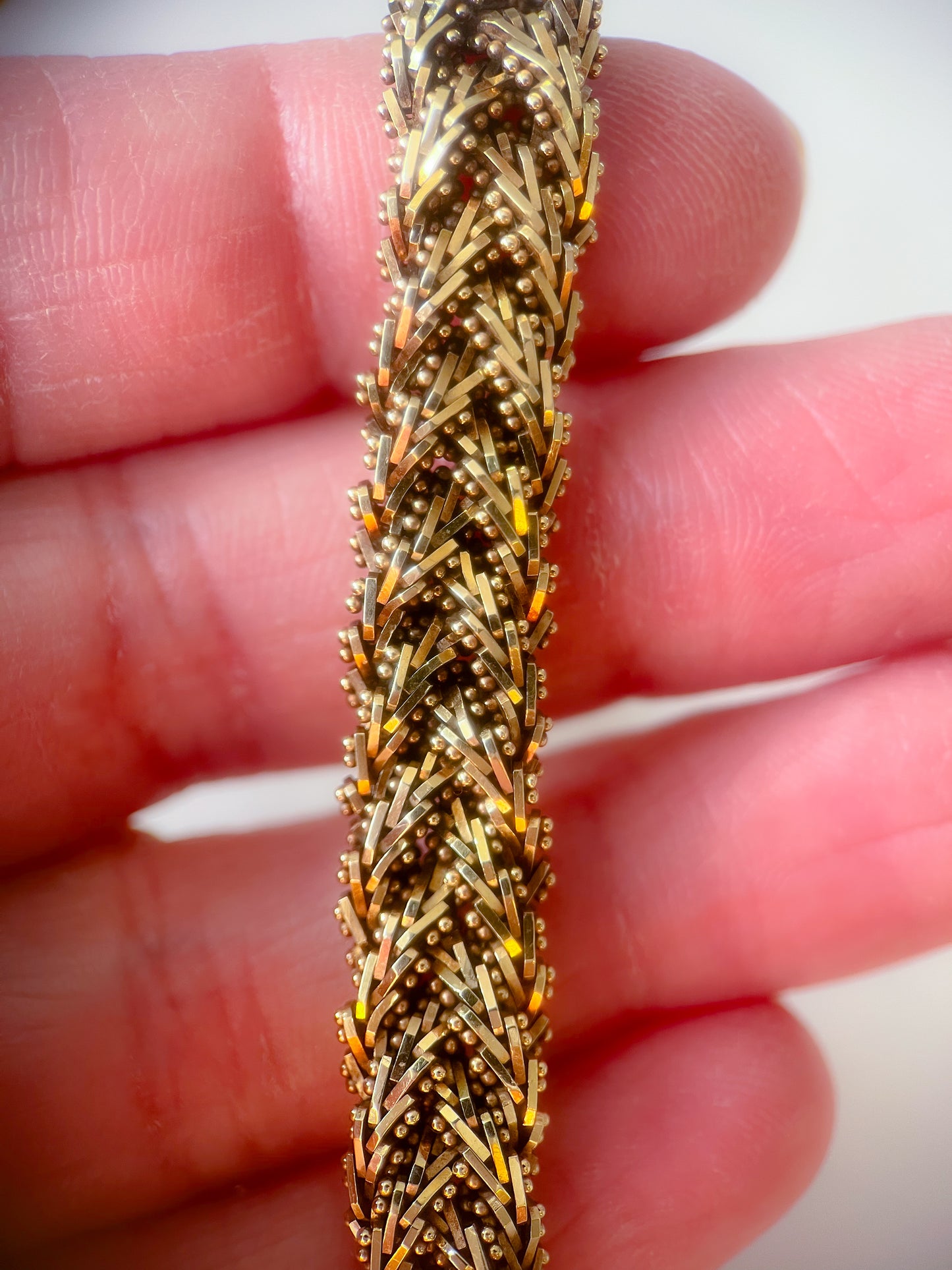 Vintage Weaved 14k Yellow Gold 7 3/4 Inch Bracelet