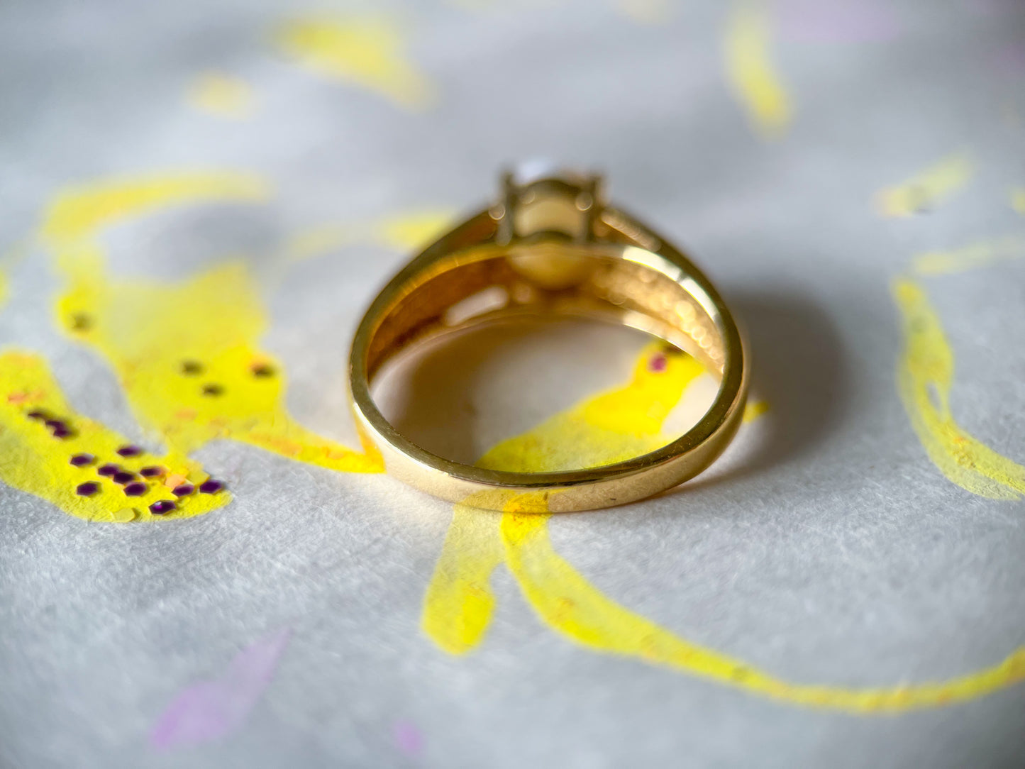 Vintage Natural Opal and Natural Diamond 10k Yellow Gold Ring