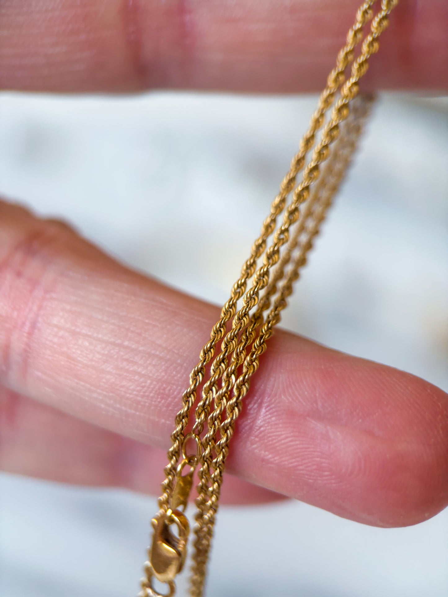 Vintage Thin Rope Chain 14k Yellow Gold 25 Inch Chain Necklace