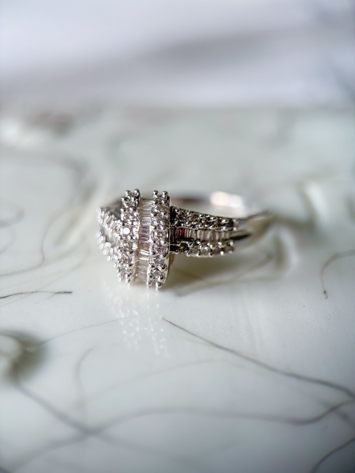 Vintage Knot Natural Diamond 14k White Gold Ring