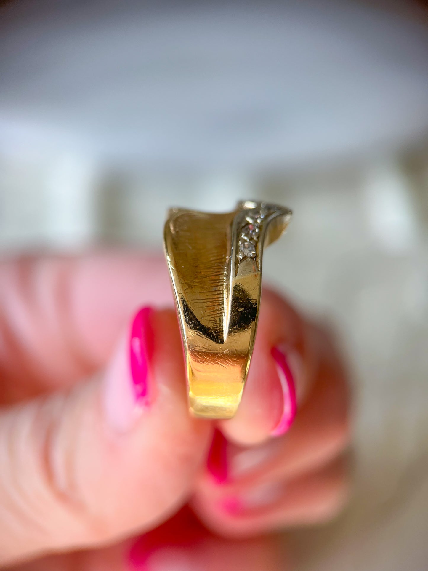 Vintage Natural Diamond 14k Yellow Gold Ring