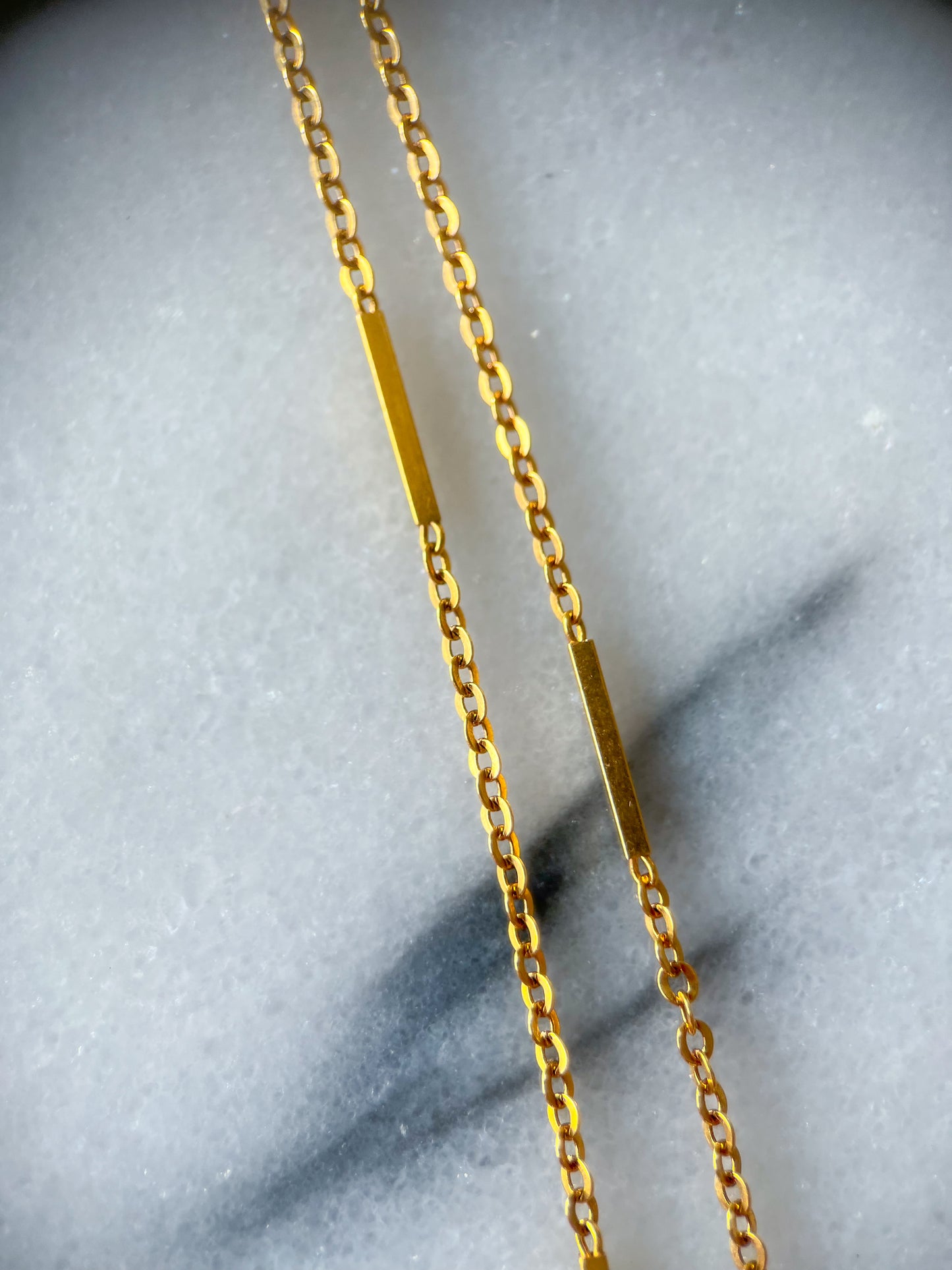 Vintage 18k Yellow Gold Bar Chain 16 Inch Necklace