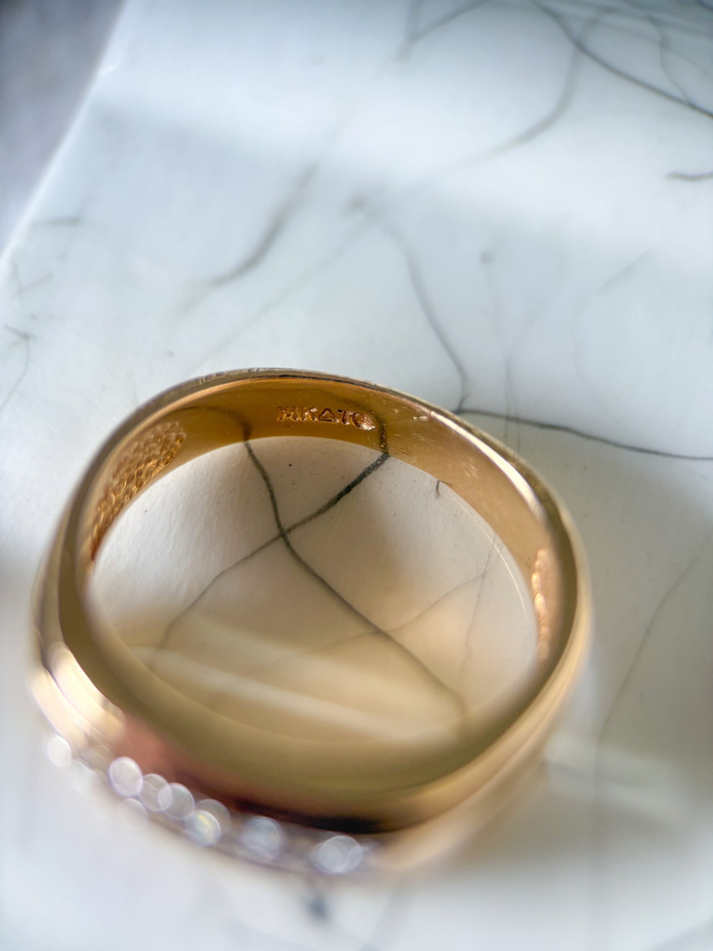 Vintage Natural Diamond 14k Yellow Gold Mens Ring