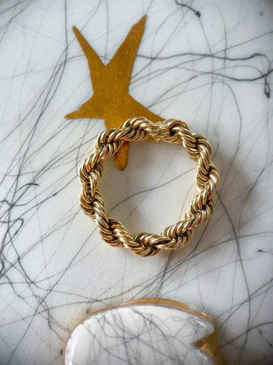 Vintage Rope Chain 14k Yellow Gold Ring