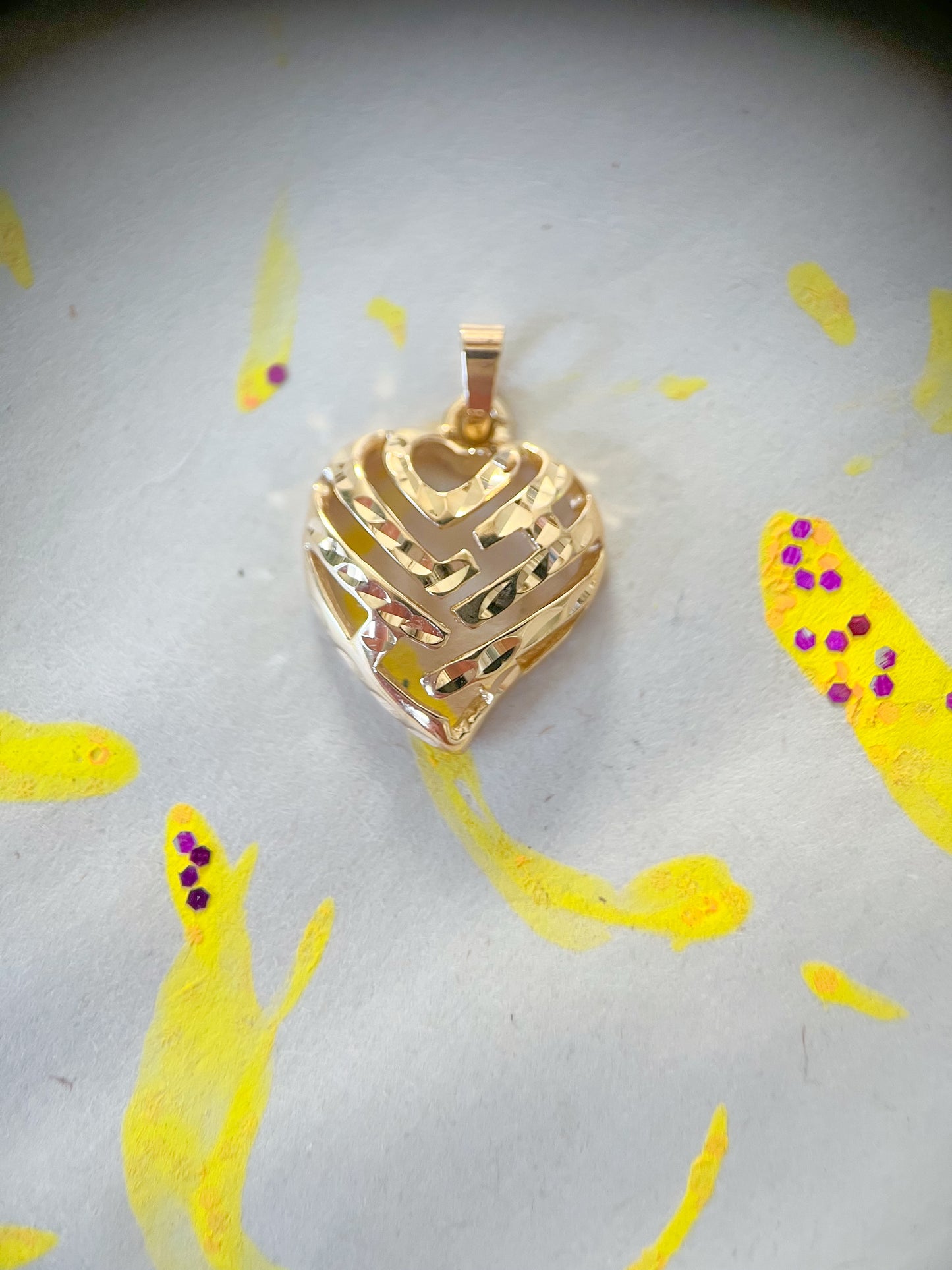 Vintage "Aloha" Open Heart 14k Yellow Gold Charm