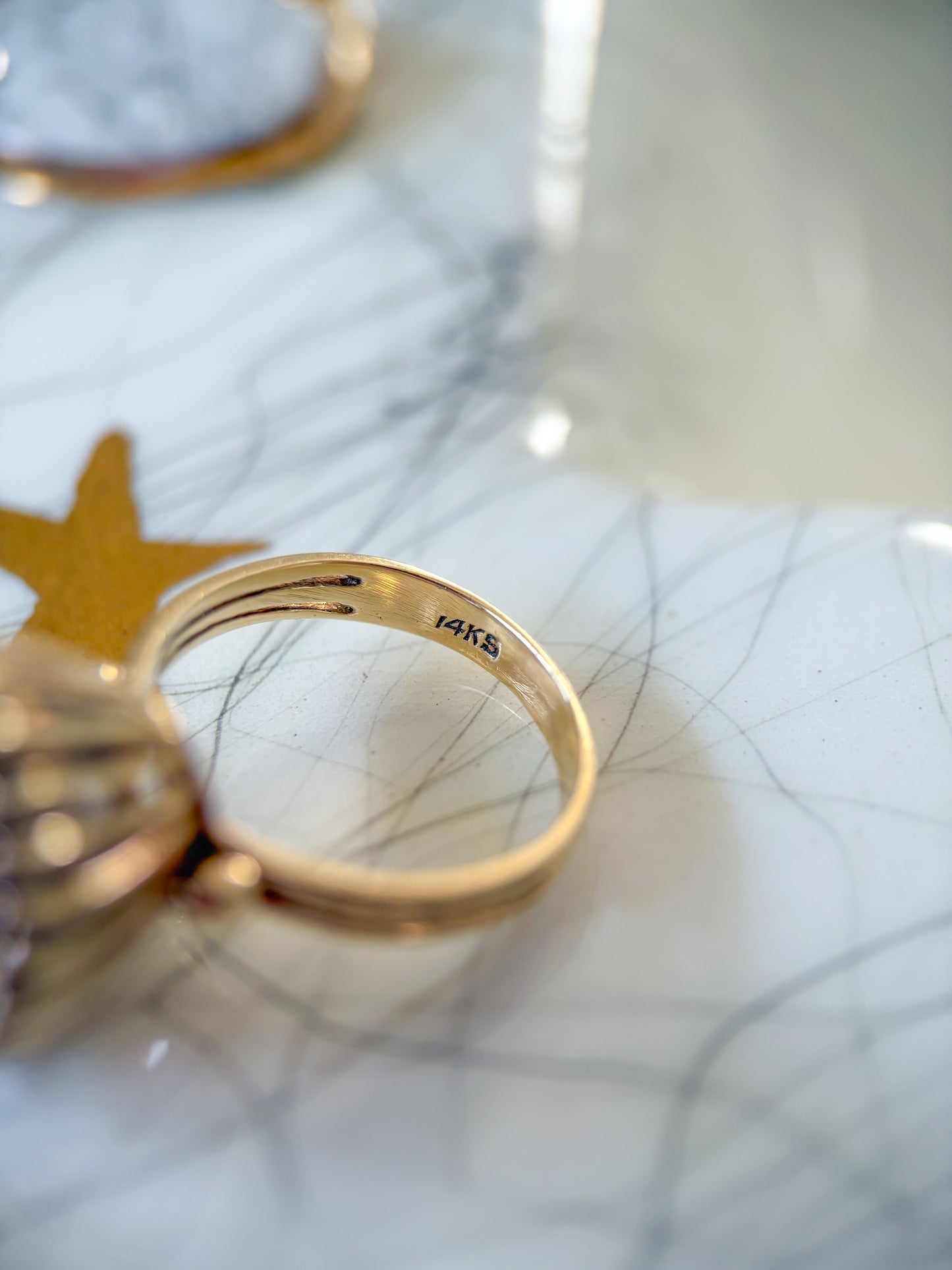 Vintage Smokey Topaz 14k Yellow Gold Ring