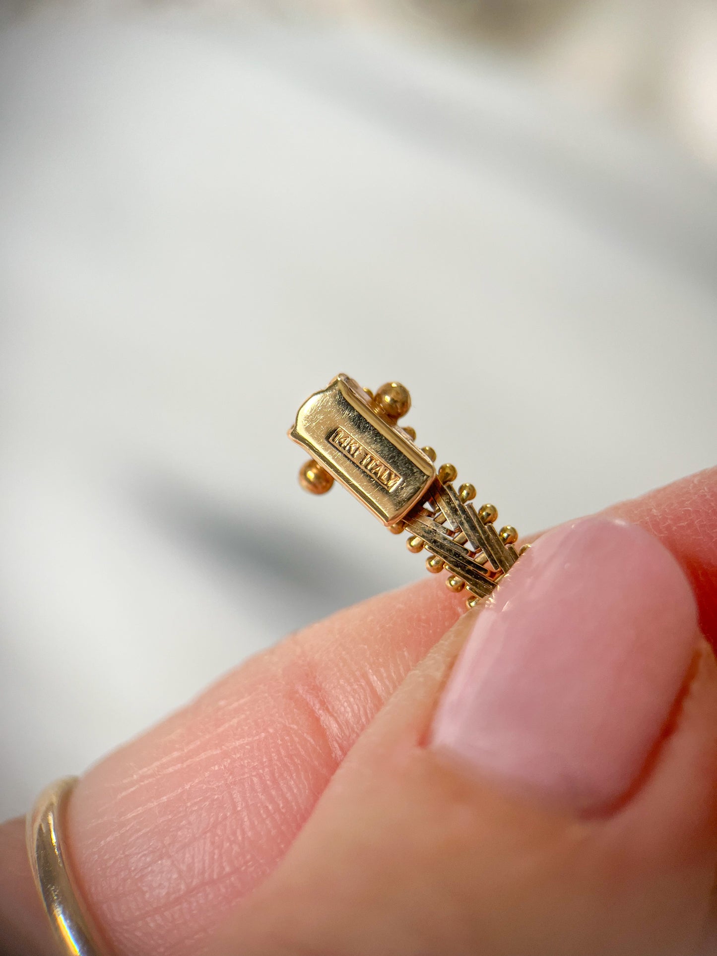 Vintage Natural Diamond 14k Yellow Gold 7.25 Inch Bracelet