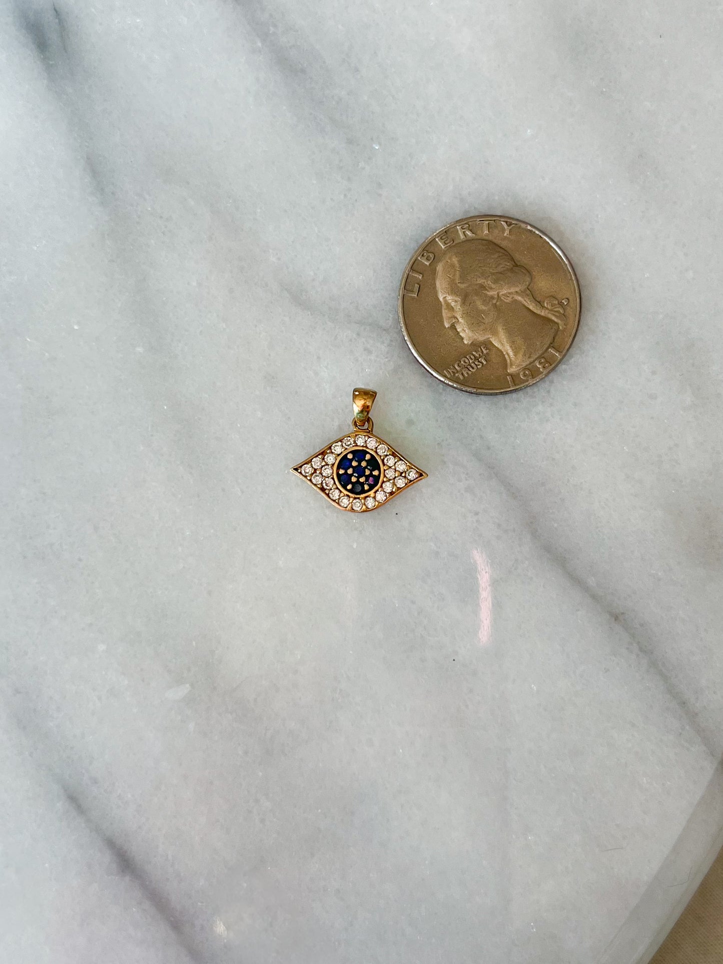 Evil Eye 10k Yellow Gold with CZs Charm