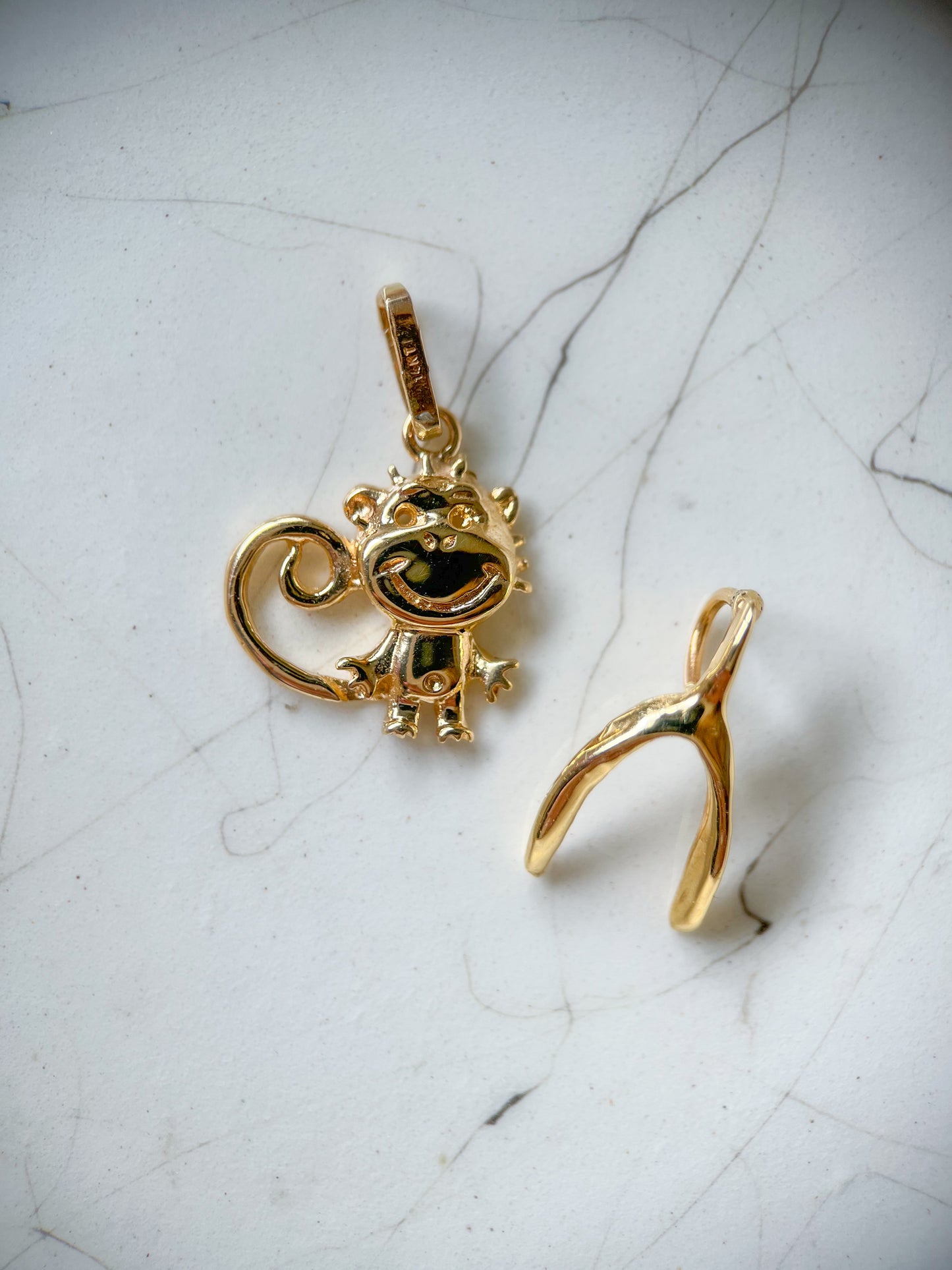Vintage Monkey 14k Yellow Gold Charm