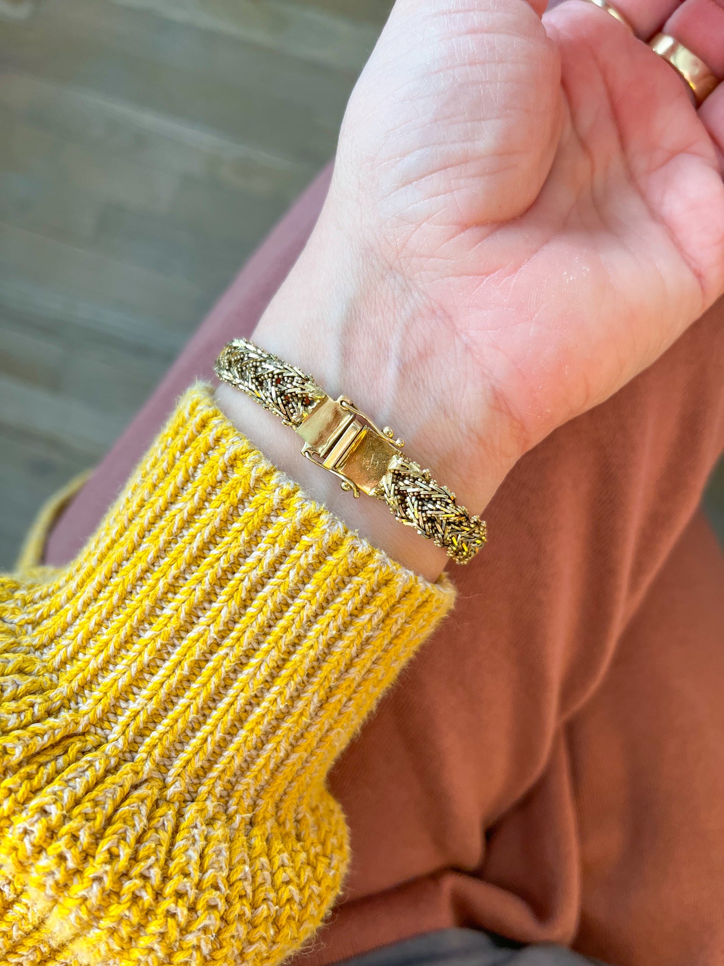 Vintage Weaved 14k Yellow Gold 7 3/4 Inch Bracelet