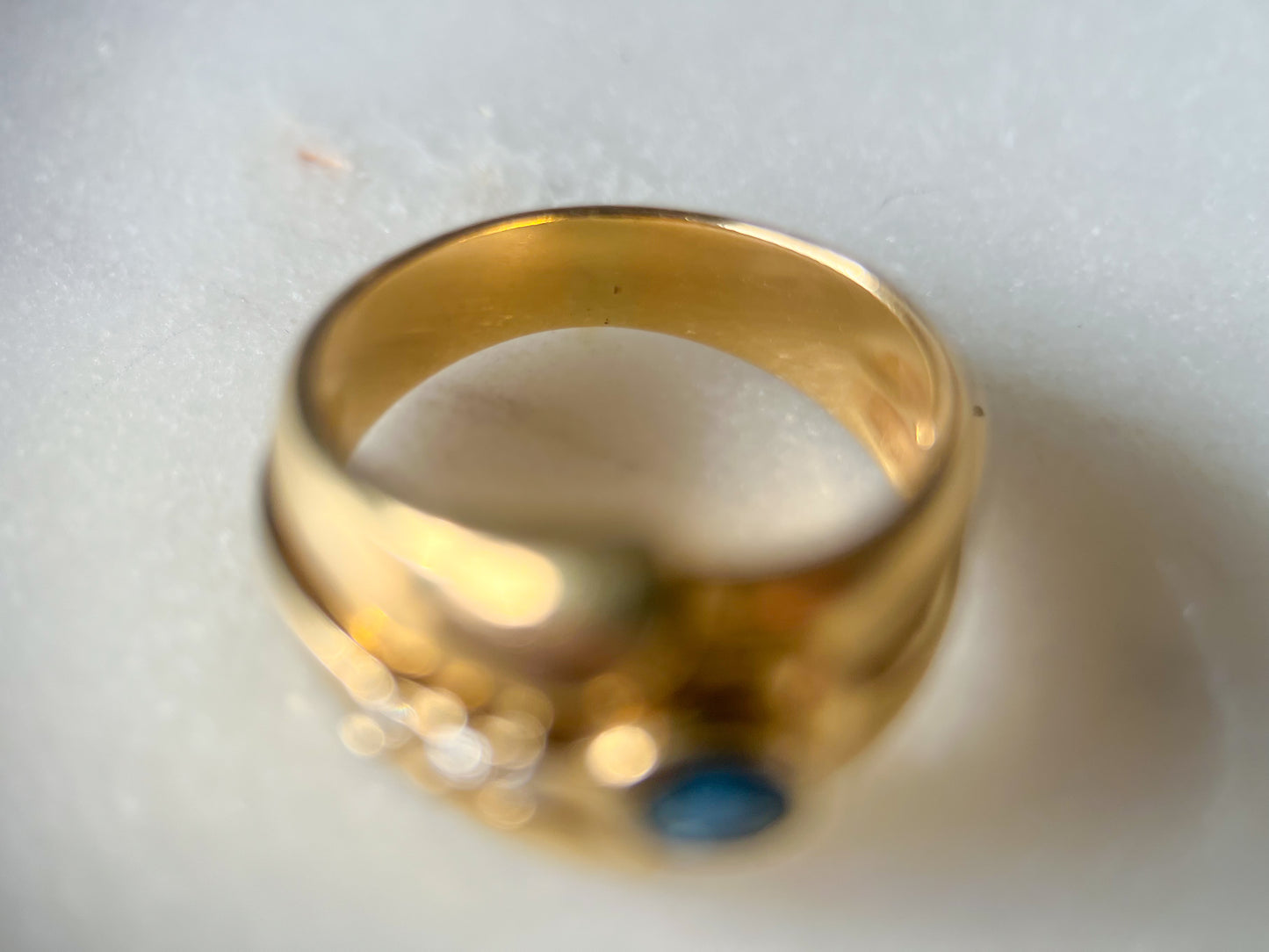 Vintage 14k Yellow Gold Natural Sapphire and Natural Diamond Ring, circa 1990s