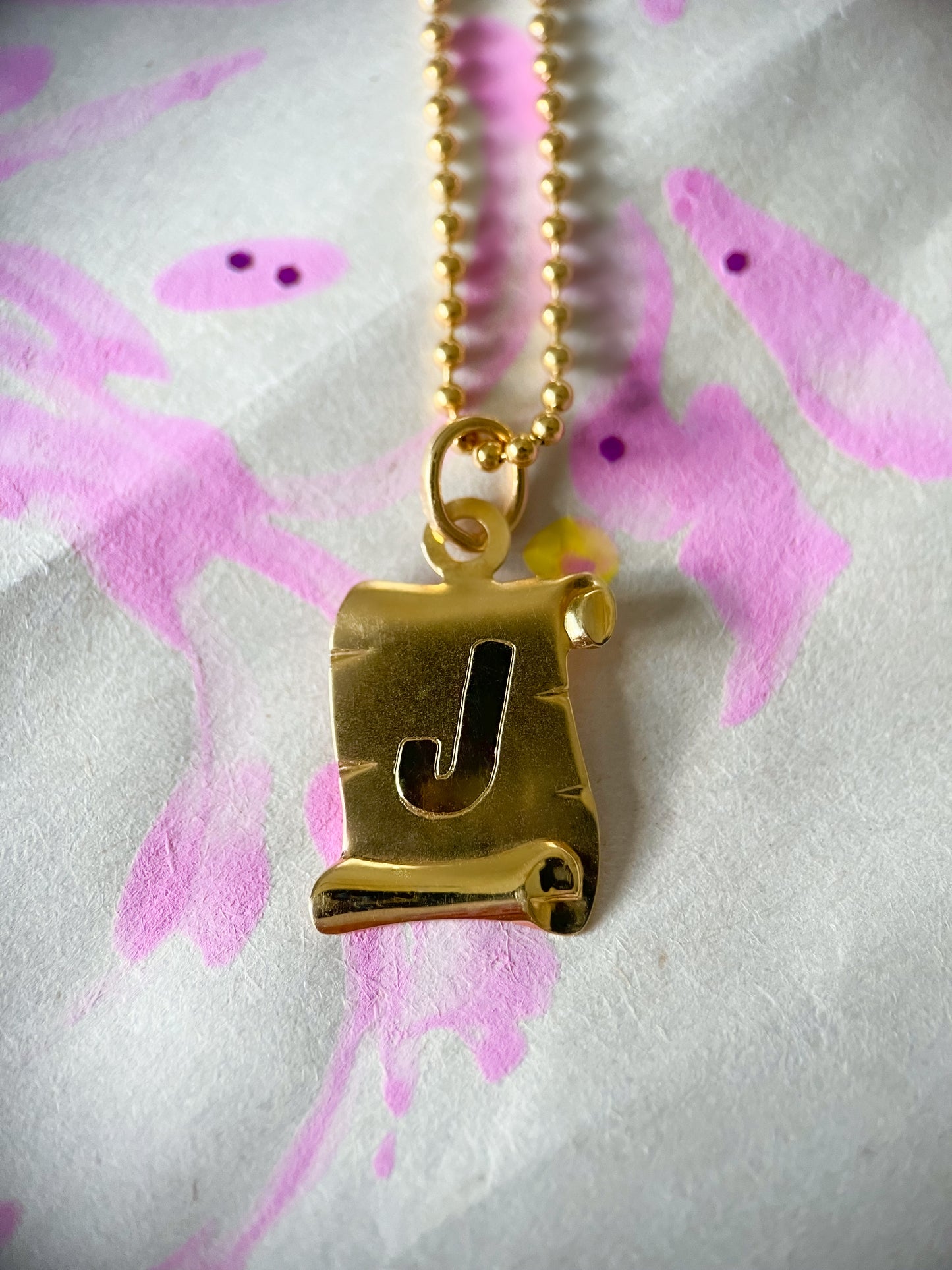 Vintage "J" on a Scroll 14k Yellow Gold Initial Charms
