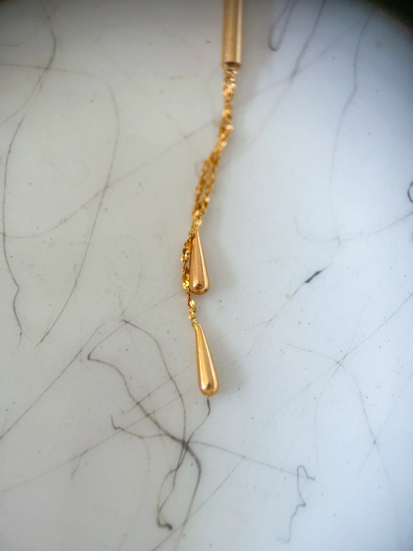 Vintage 14k Yellow Gold Tear Drop Chain Necklace