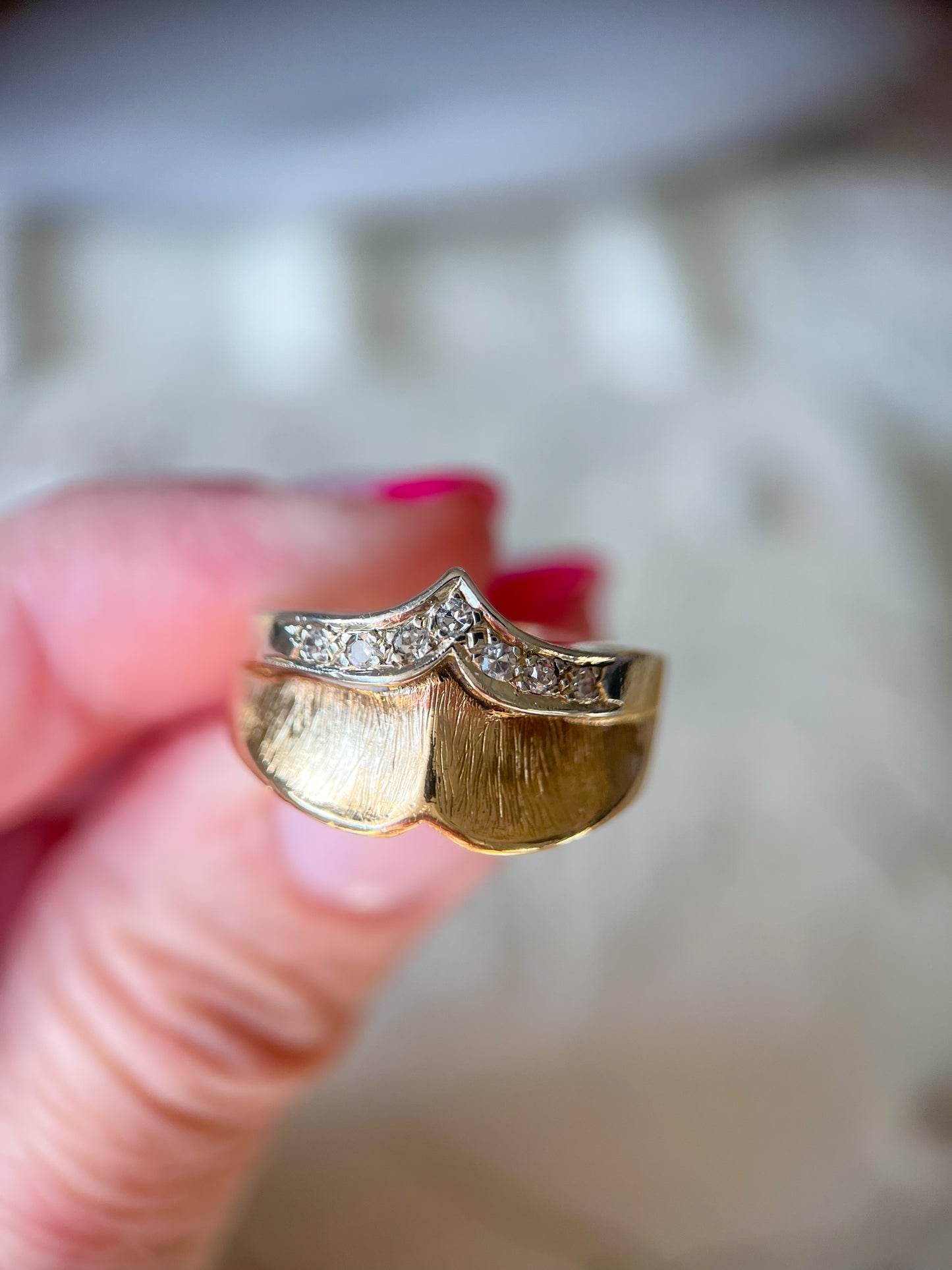 Vintage Natural Diamond 14k Yellow Gold Ring