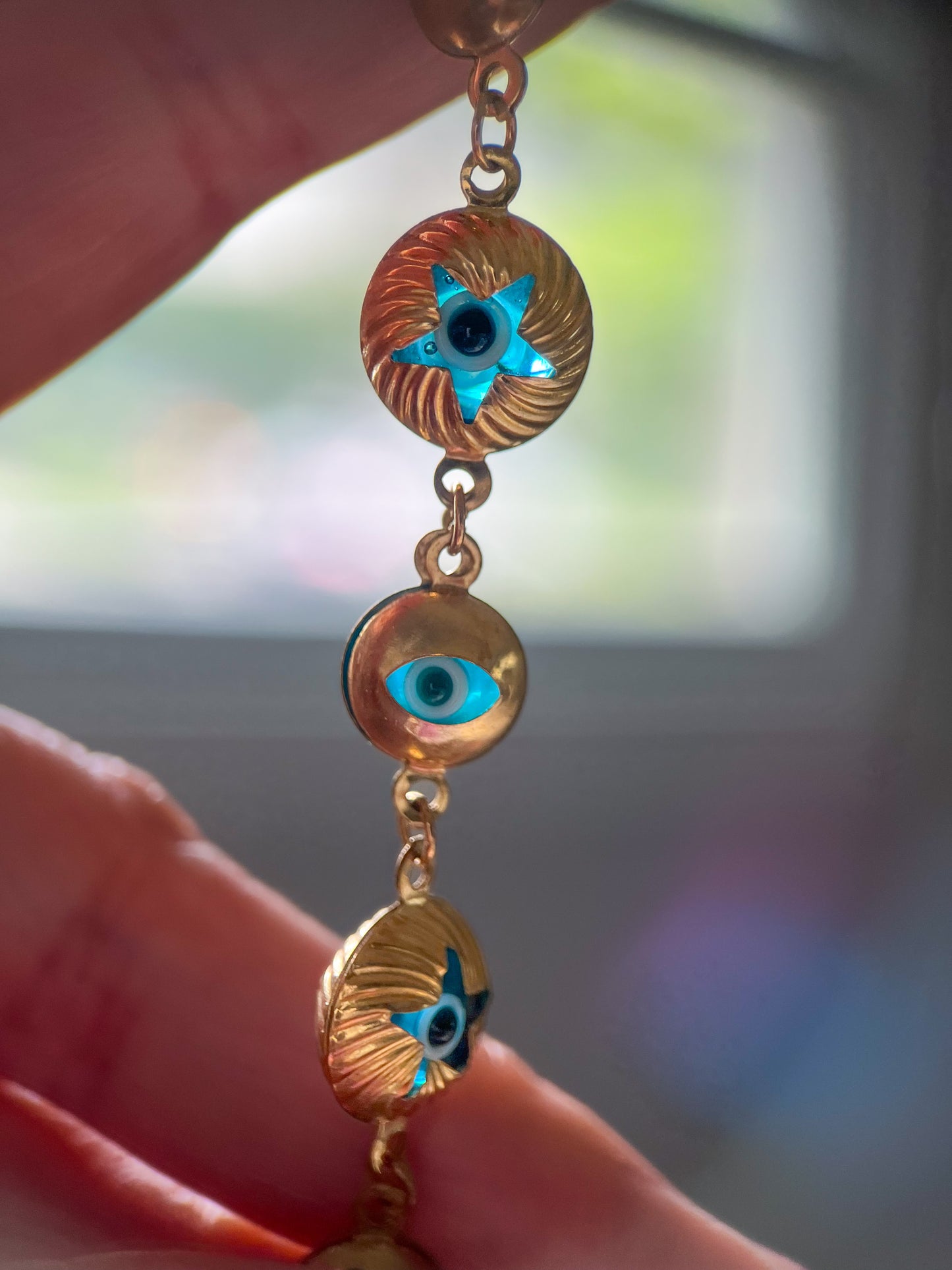 Evil Eye Charms 10k Yellow Gold 8 Inch Bracelet