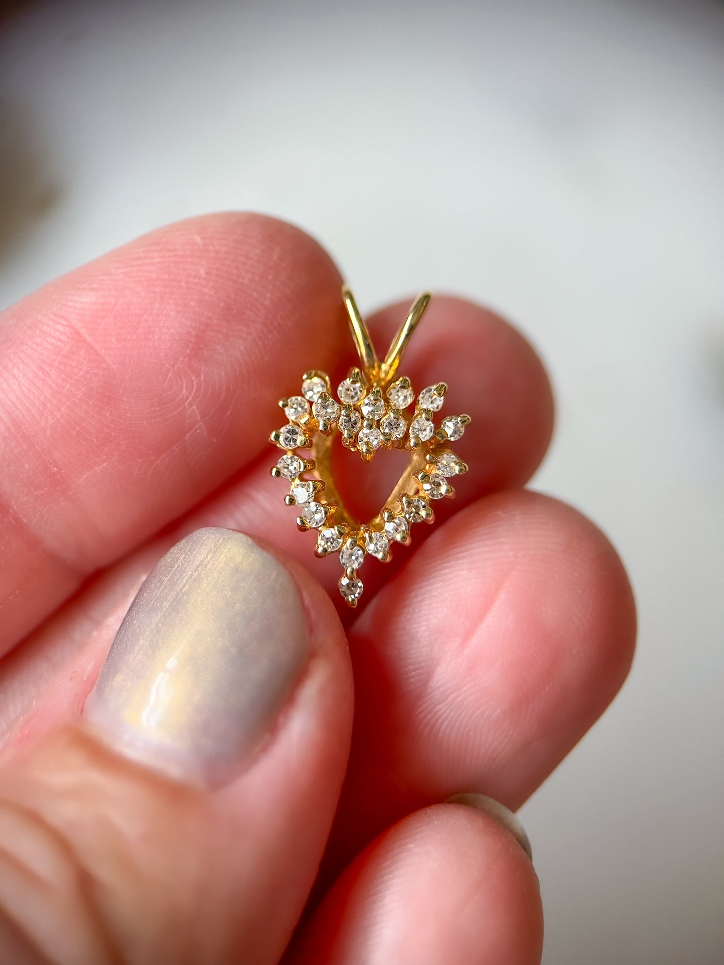 Vintage Natural Diamond Heart 14k Yellow Gold Charm