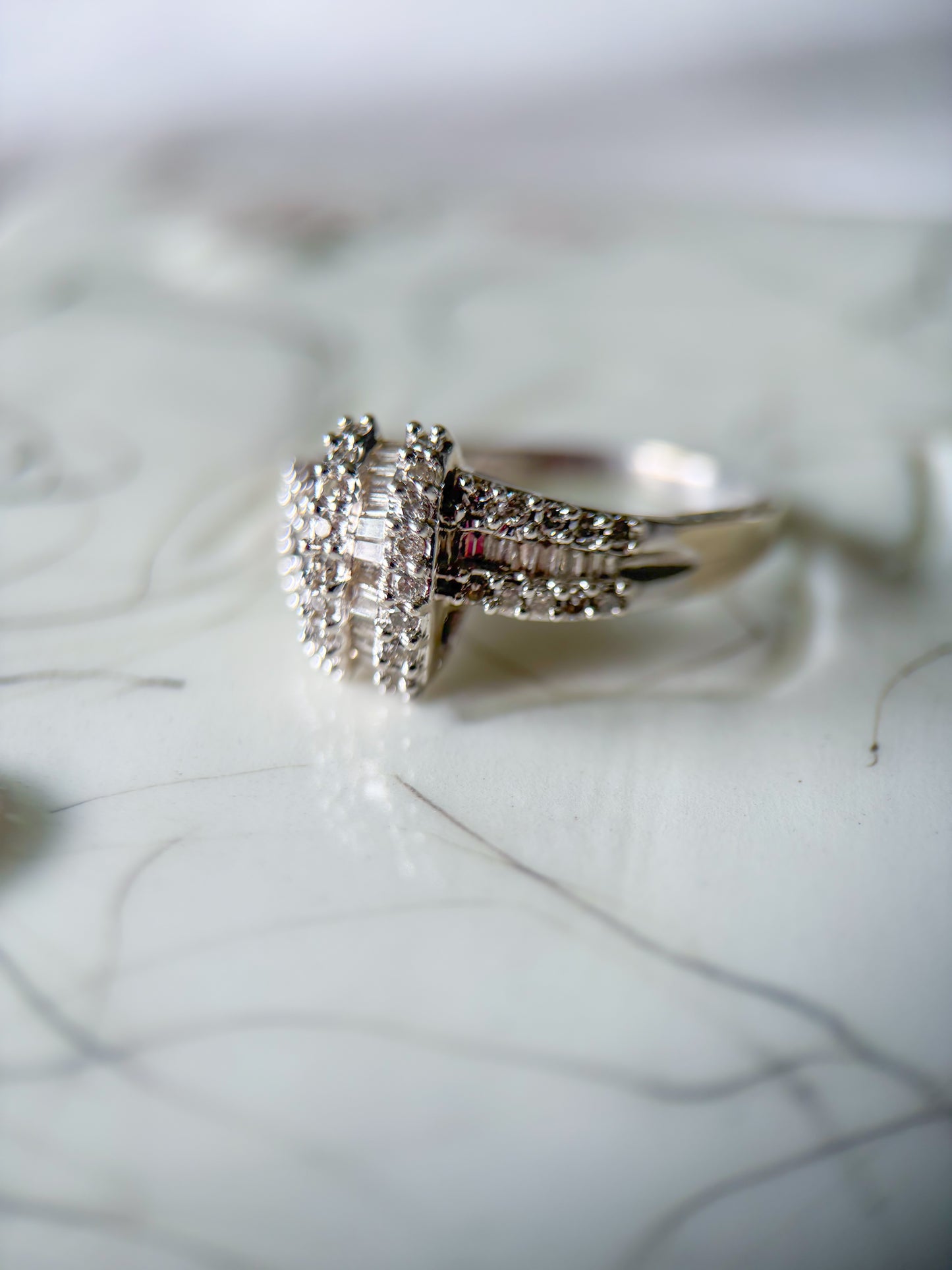 Vintage Knot Natural Diamond 14k White Gold Ring