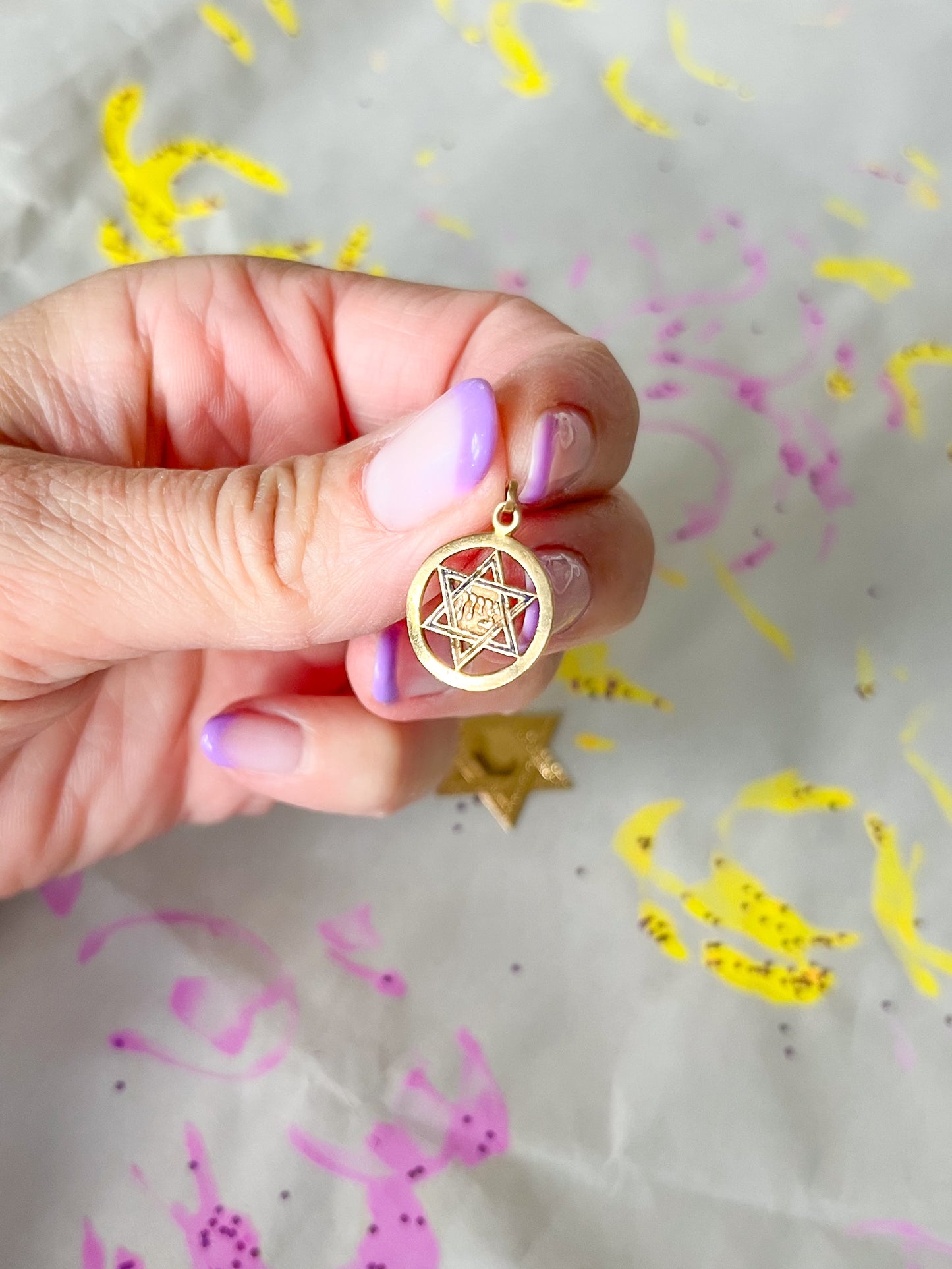 Two Vintage Star of David Charms 14k Yellow Gold Pendants