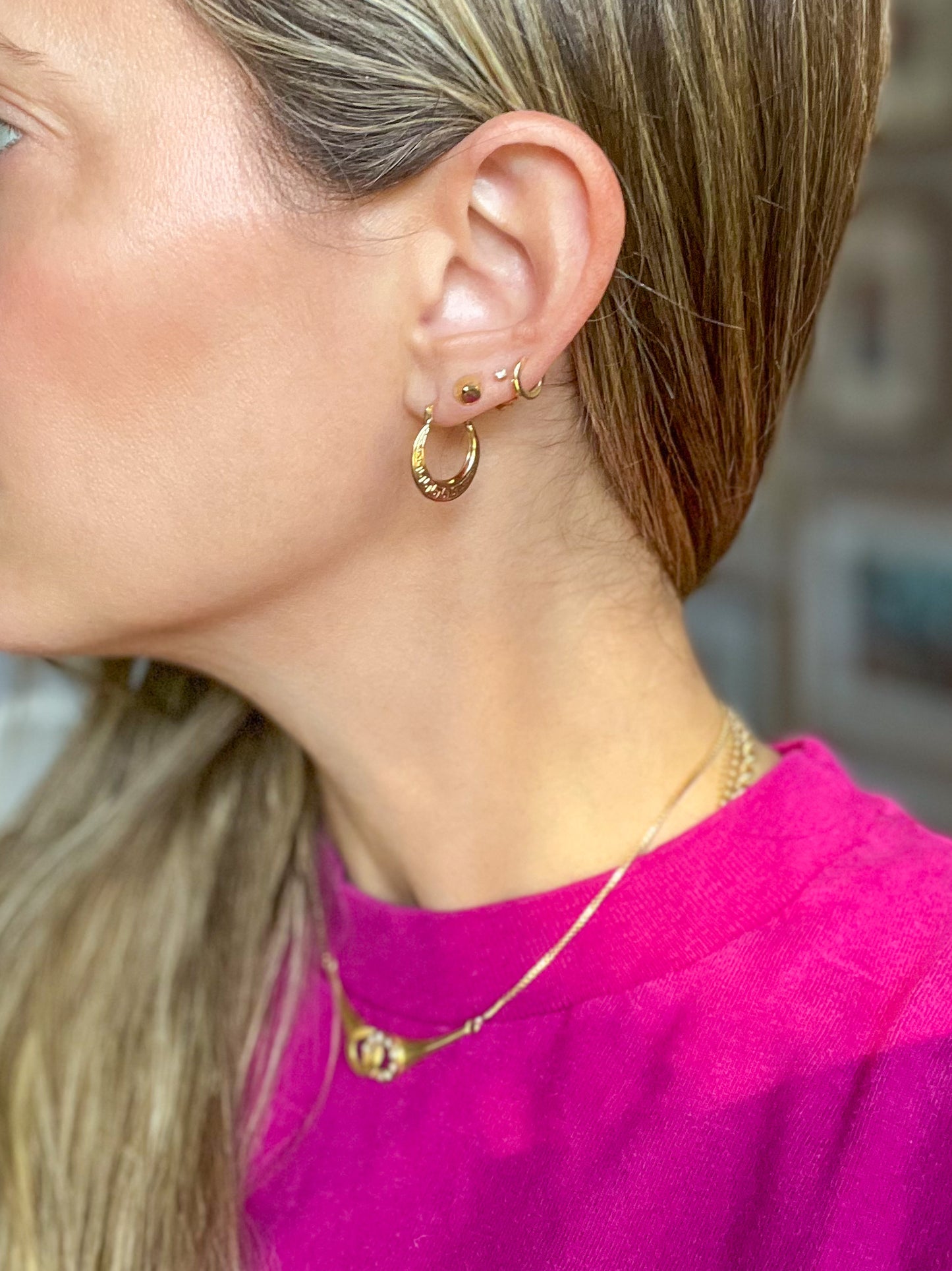 Greek Style 10k Yellow Gold Hoop Earrings
