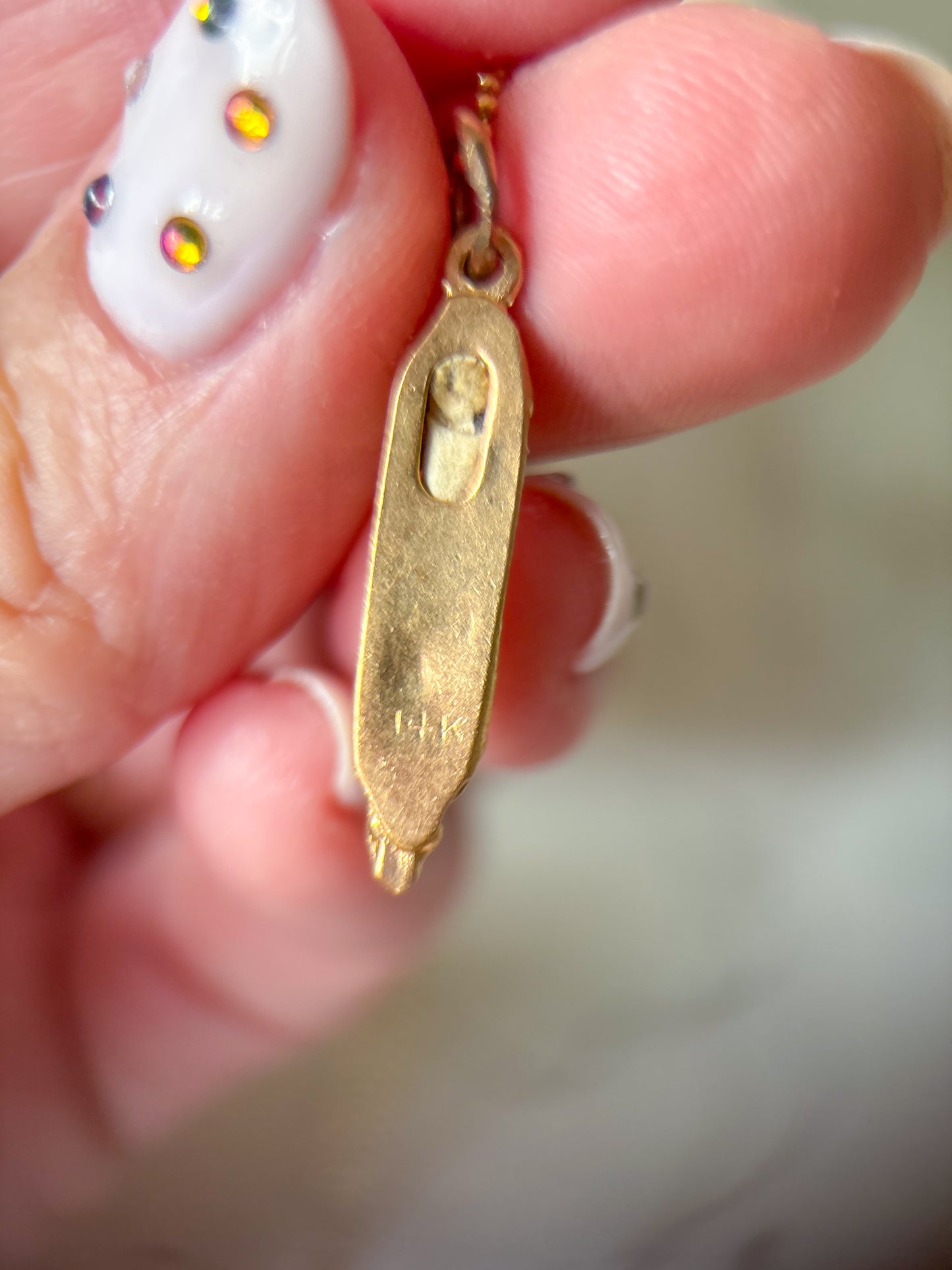Vintage Mezuzah with Scroll 14k Yellow Gold Charm