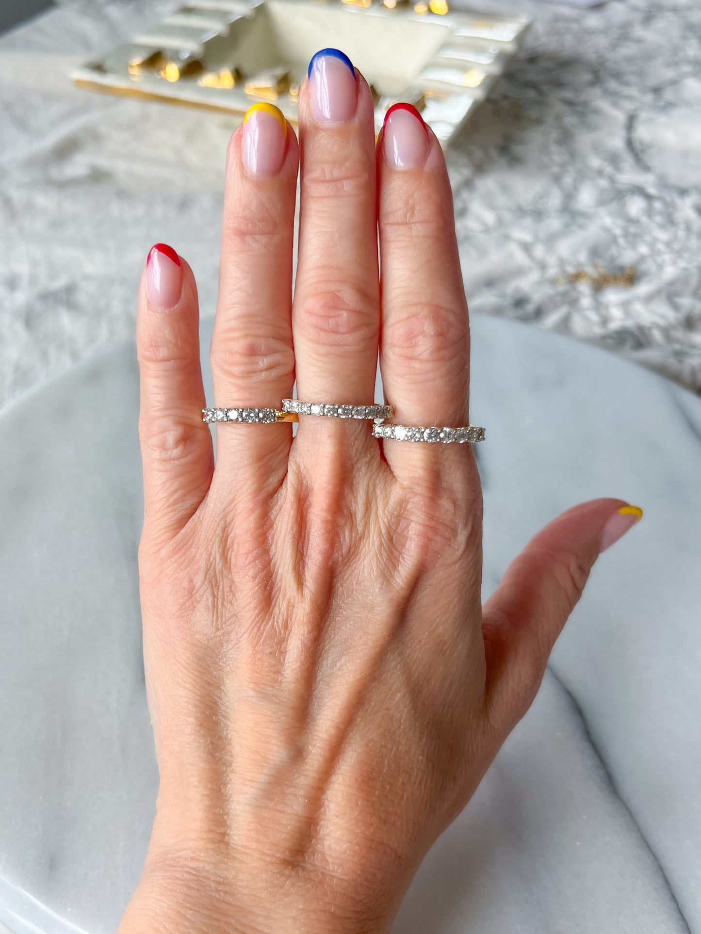 Natural Diamond Half Band 14k Yellow Gold Rings