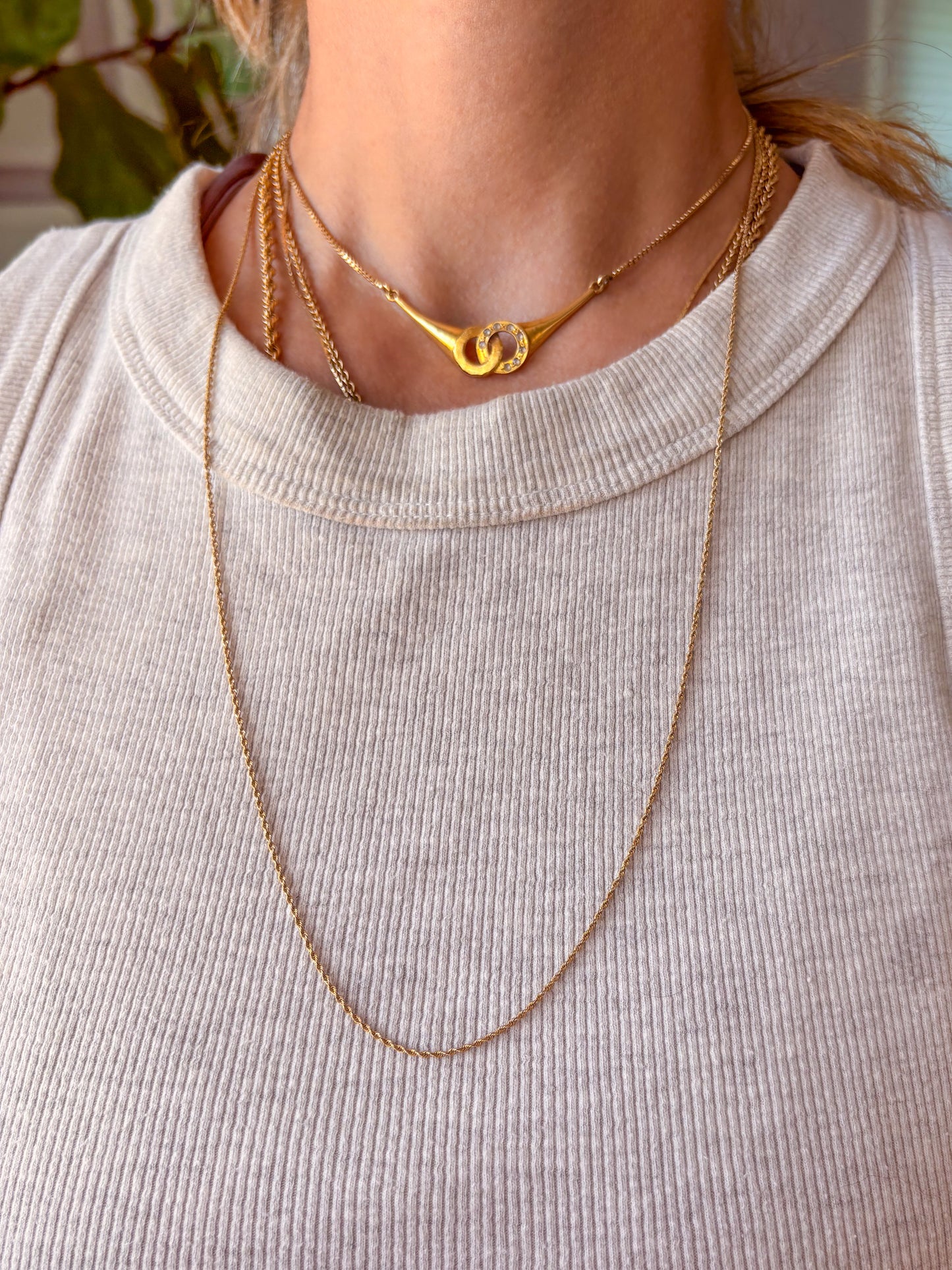 Vintage Thin Rope Chain 14k Yellow Gold 25 Inch Chain Necklace