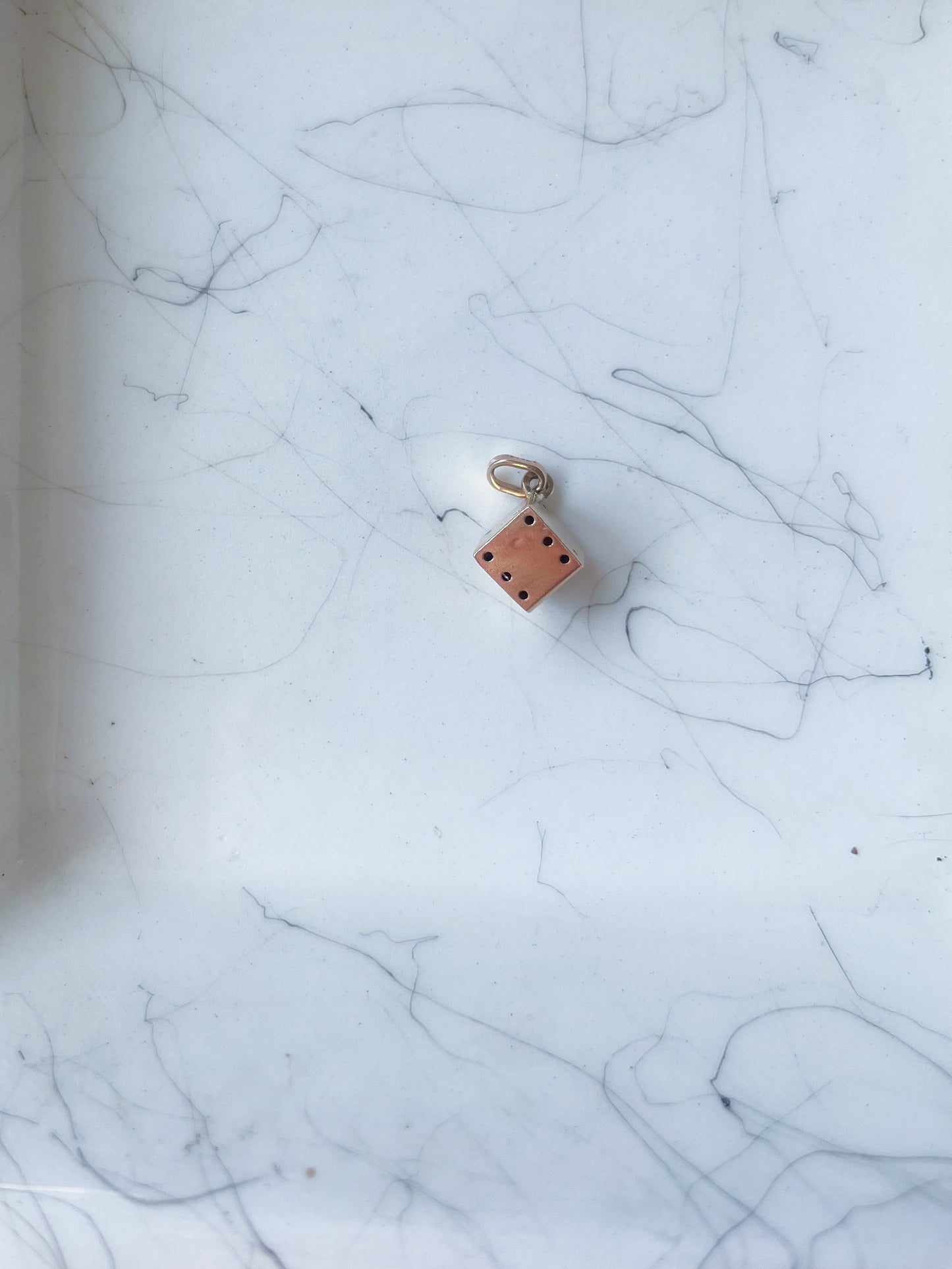 Vintage 3D Dice 14k Yellow Gold Charm