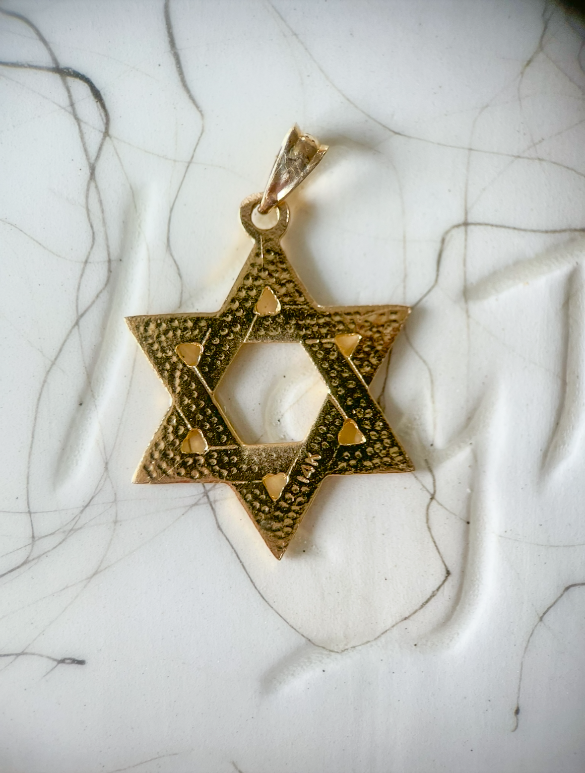 14k Yellow Gold Star of David Charm