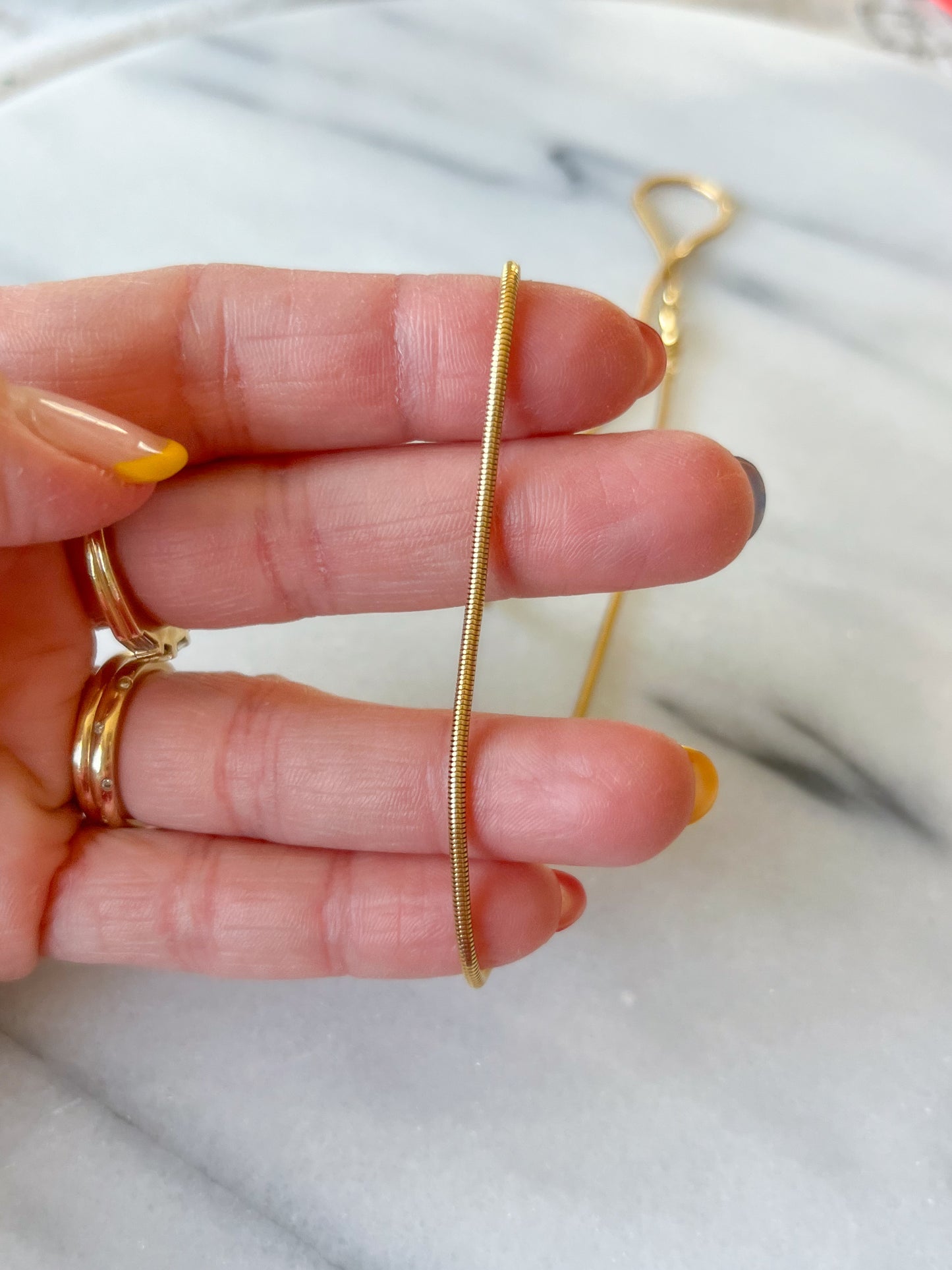 Vintage Snake Chain 14k Yellow Gold 18 Inch Necklace