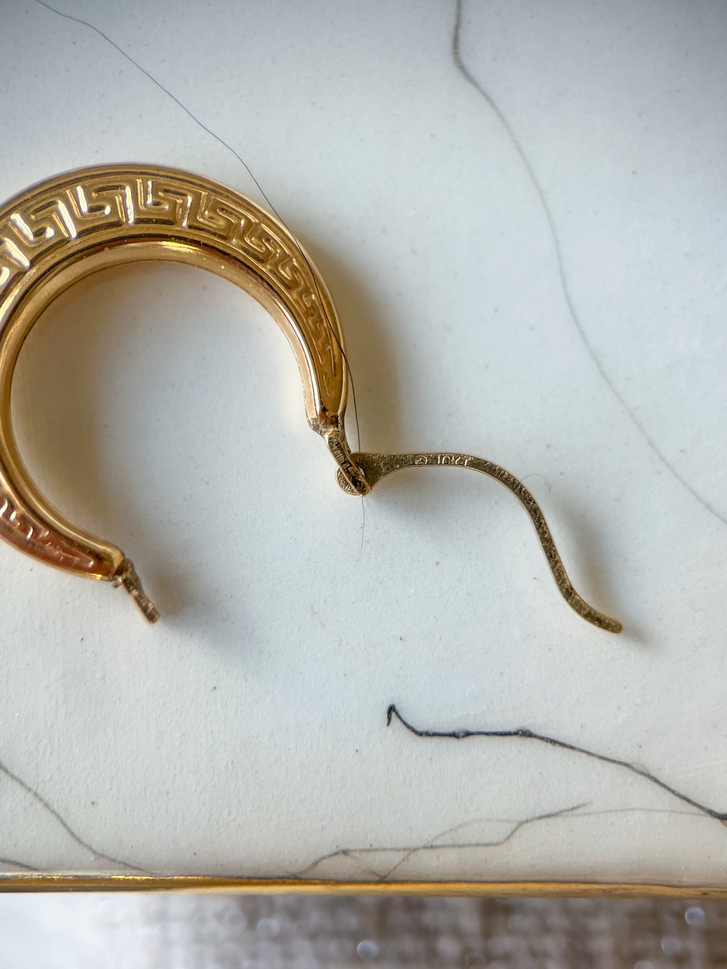 Greek Style 10k Yellow Gold Hoop Earrings