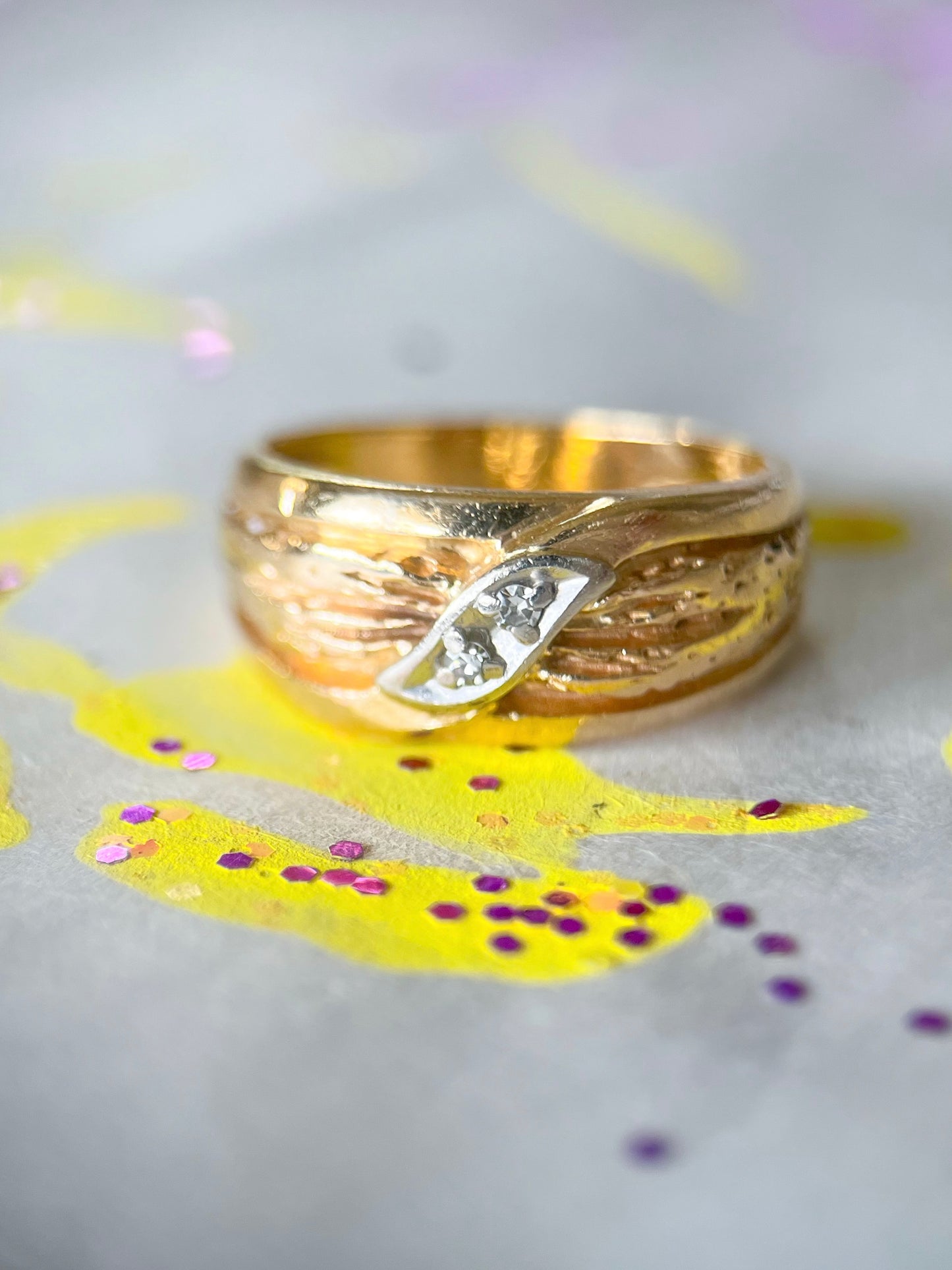 Vintage Natural Diamond 14k Yellow Gold Ring