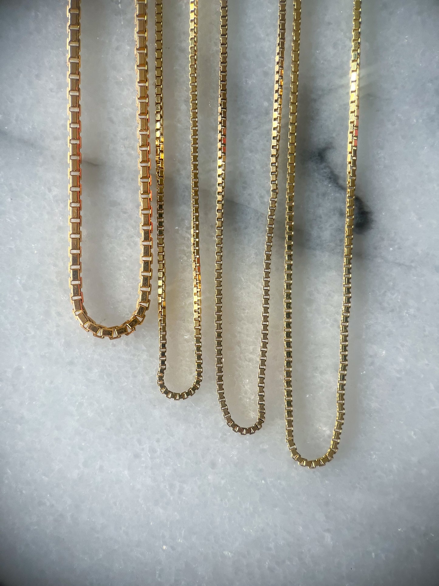 Only 3 left!* Vintage Box Chains 14k Yellow Gold 15, 19, 20 Inch Necklaces