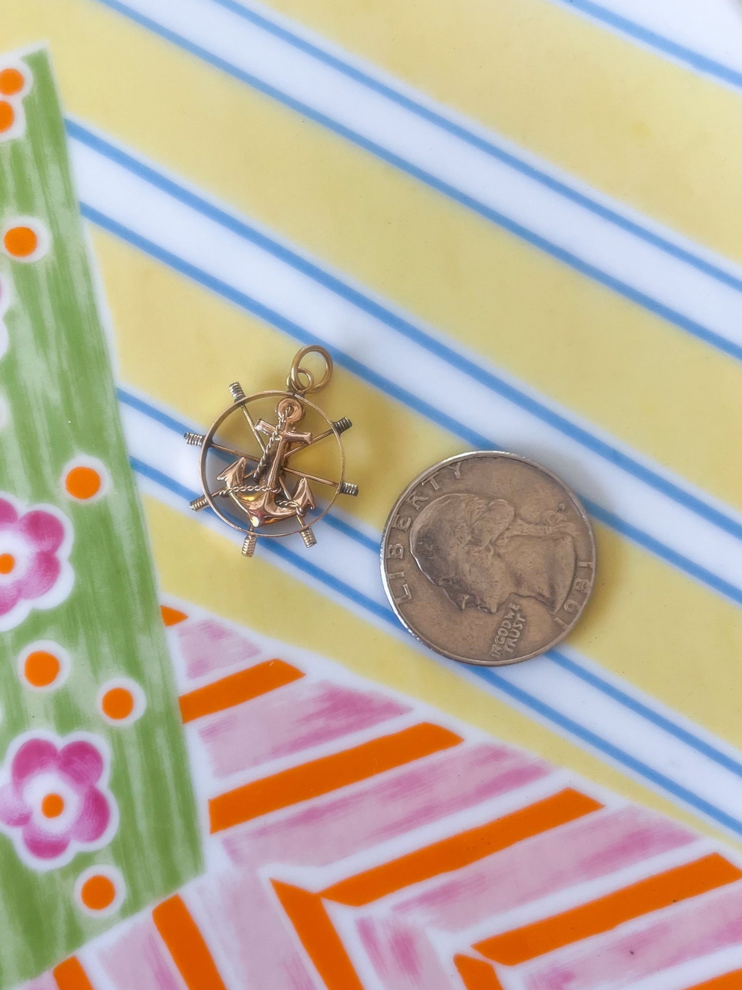 Vintage Anchor 14k Yellow Gold Charm