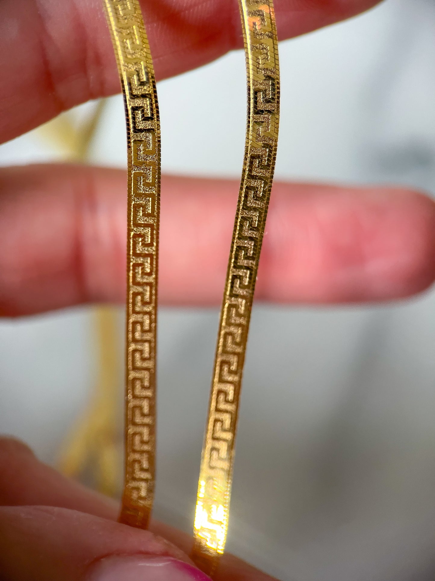 Herringbone Greek Style Chain 10k Yellow Gold 18 Inch Necklace
