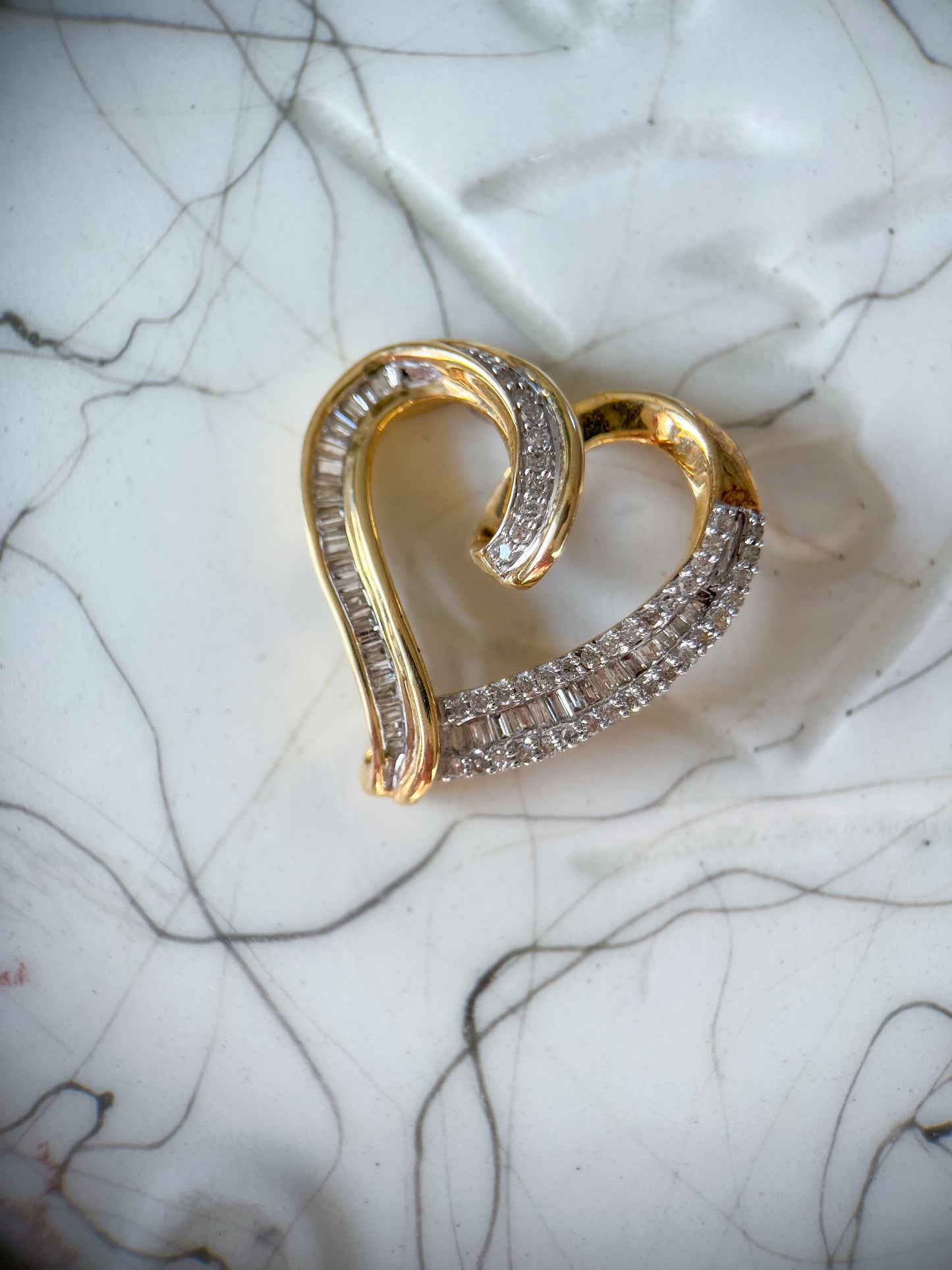 Vintage Natural Diamond Heart 10k Yellow Gold Charm