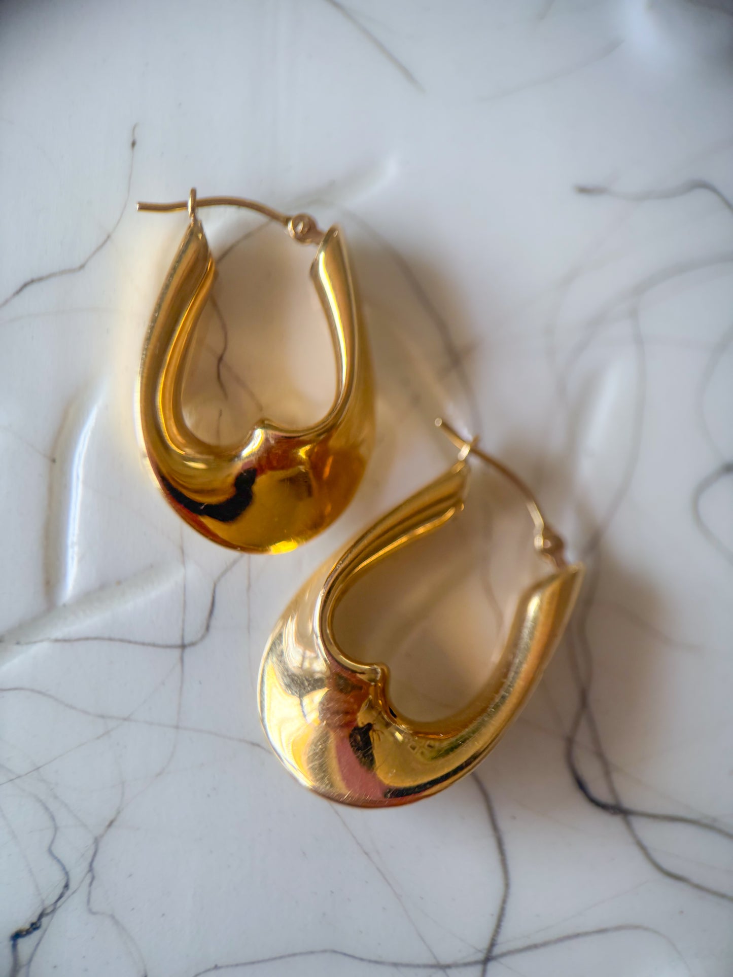 Vintage 14k Yellow Gold Twisted Hoop Earrings