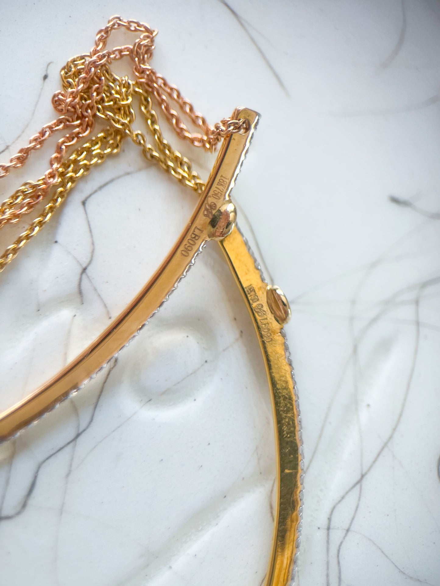 18k Yellow Gold and Rose Gold Natural Diamond Evil Eye Chain 7 Inch Bracelets