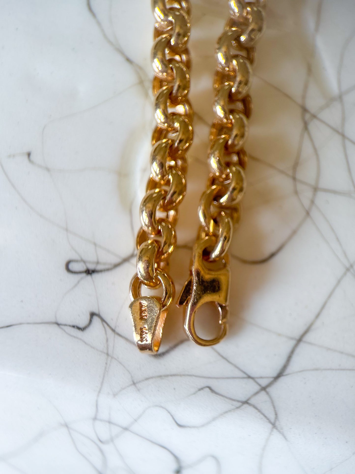 Vintage Rolo Chain 14k Yellow Gold 7 Inch Bracelet