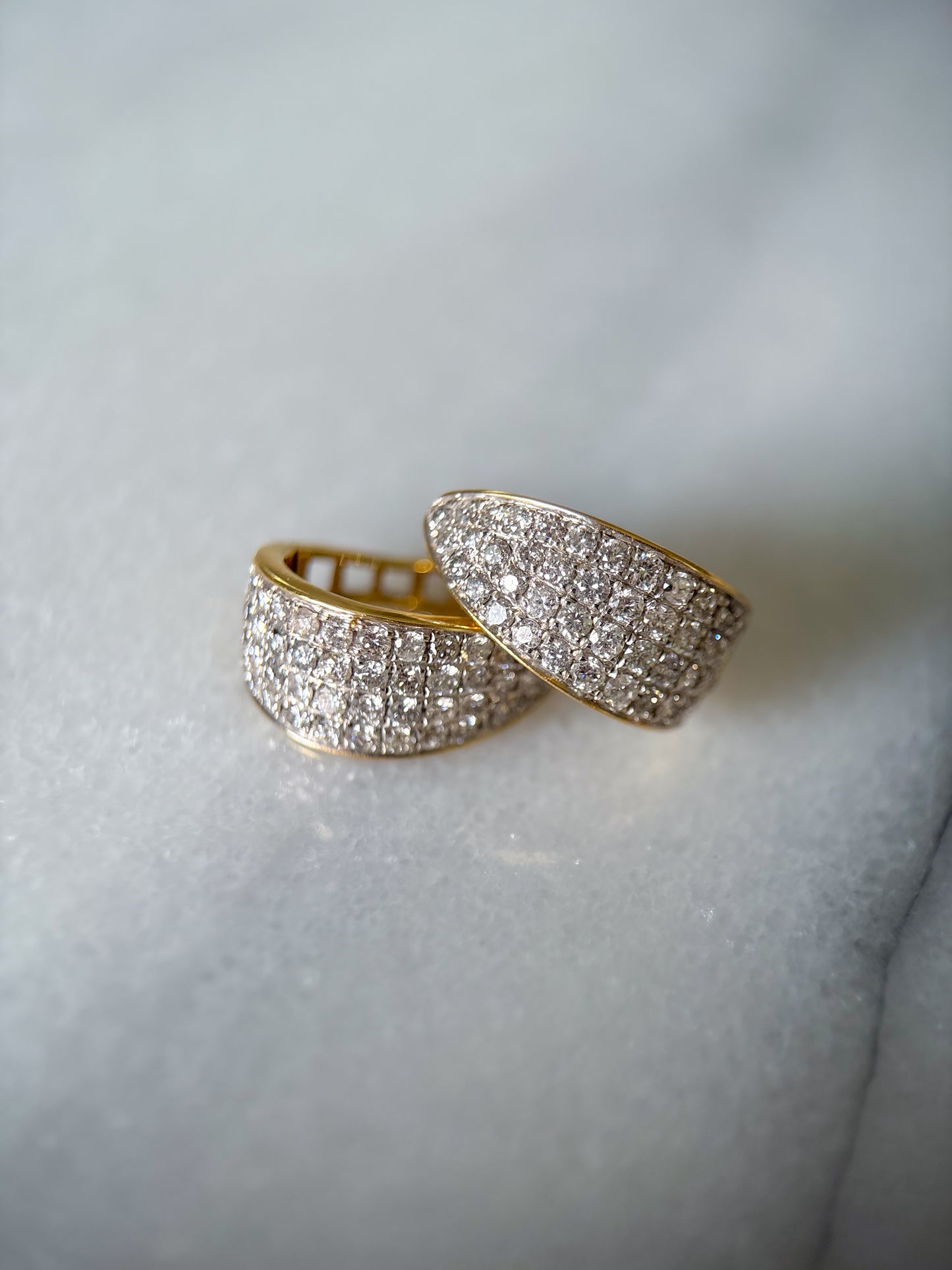 Natural Diamond Oval Hoop 14k Yellow Gold Earrings