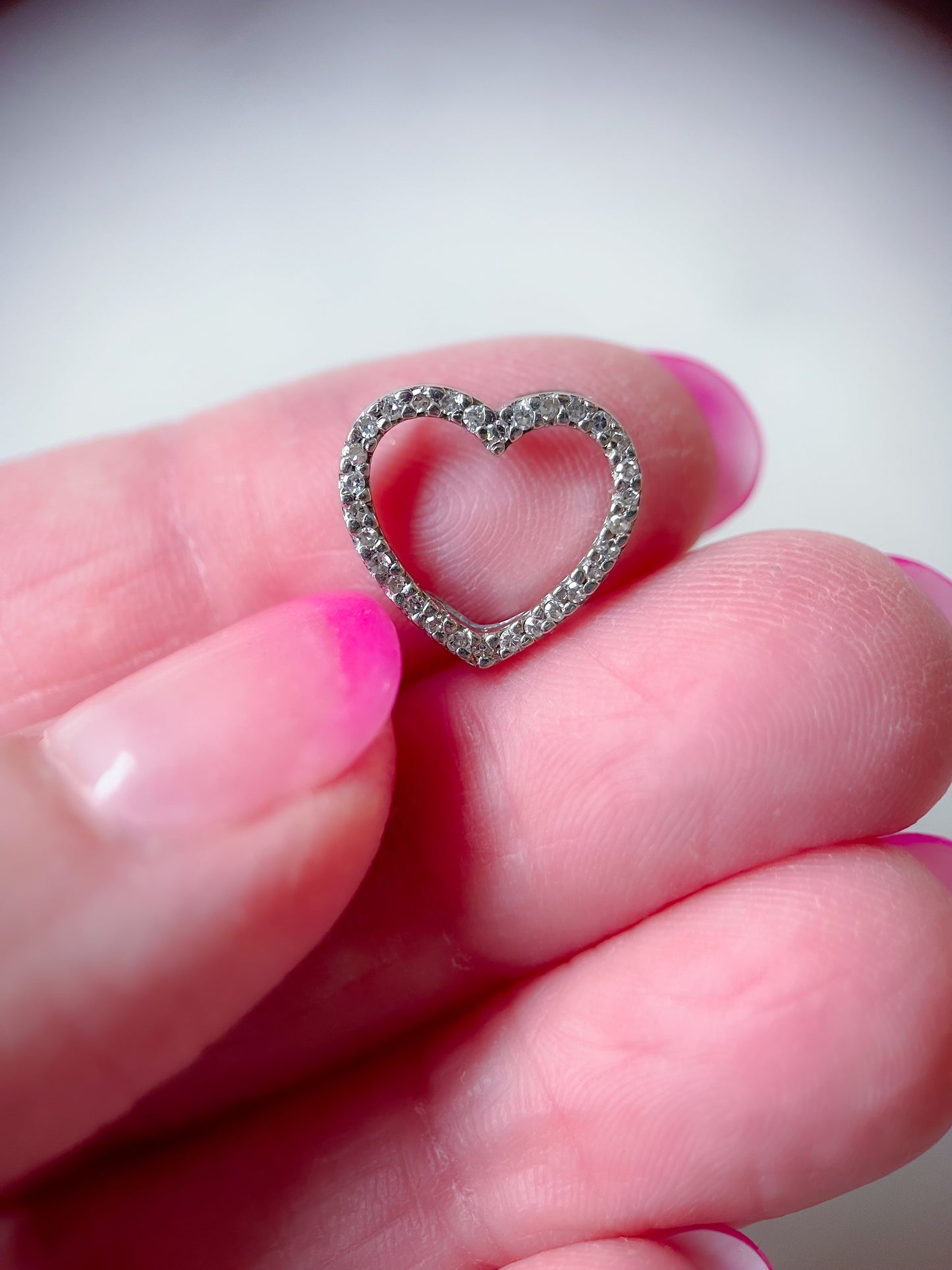Natural Diamond Open Heart 14k White Gold Charm