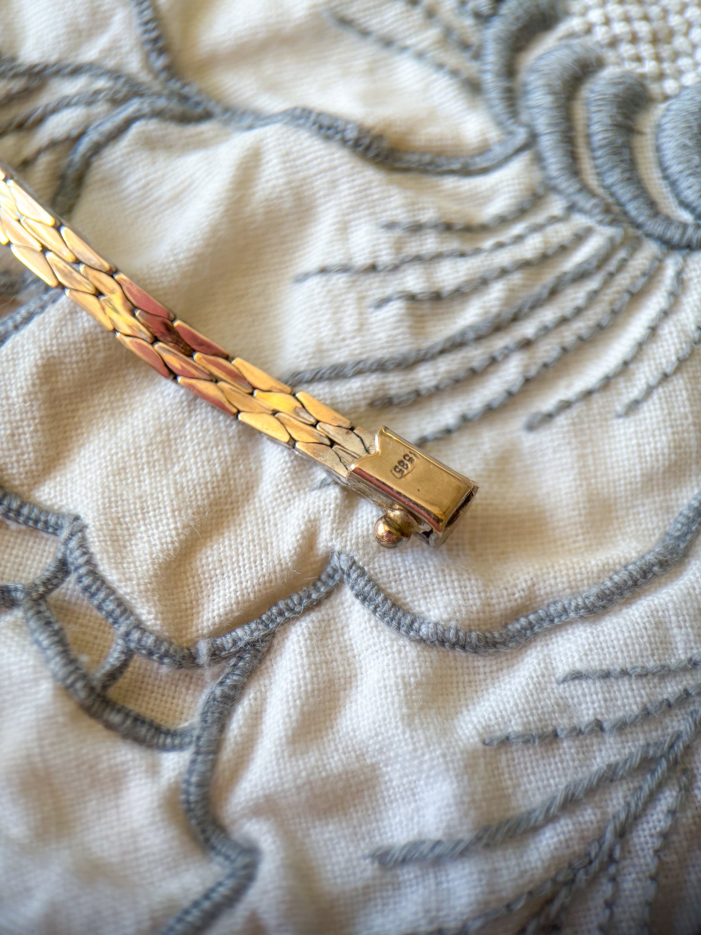 Vintage Natural Ruby 14k White Gold 7 Inch Cobra Chain Bracelet