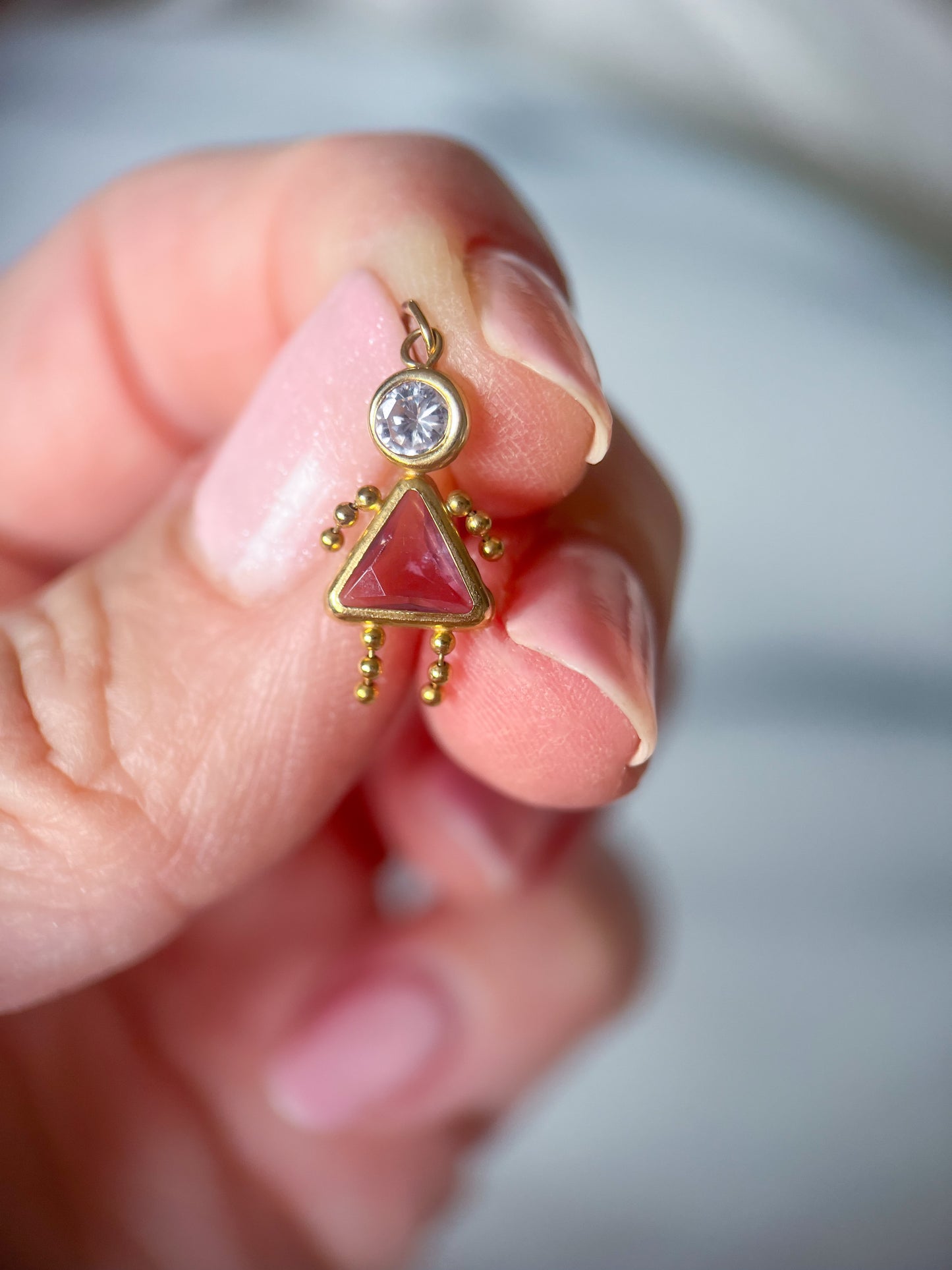 Vintage Light Purple Girl Birthstone 14k Yellow Gold Charm