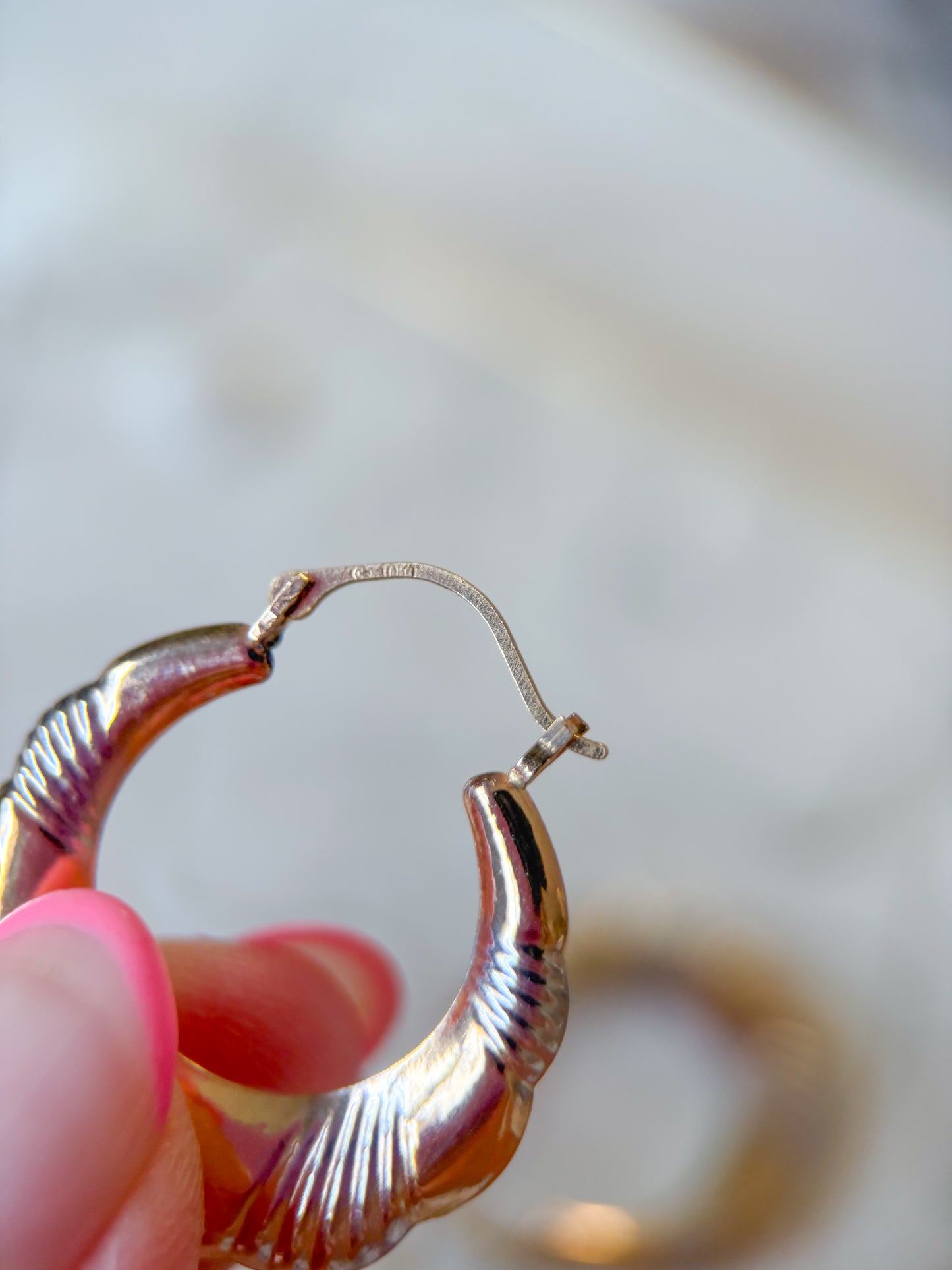 Vintage Two Toned 10k White and Yellow Gold Twist Hoop Earrings