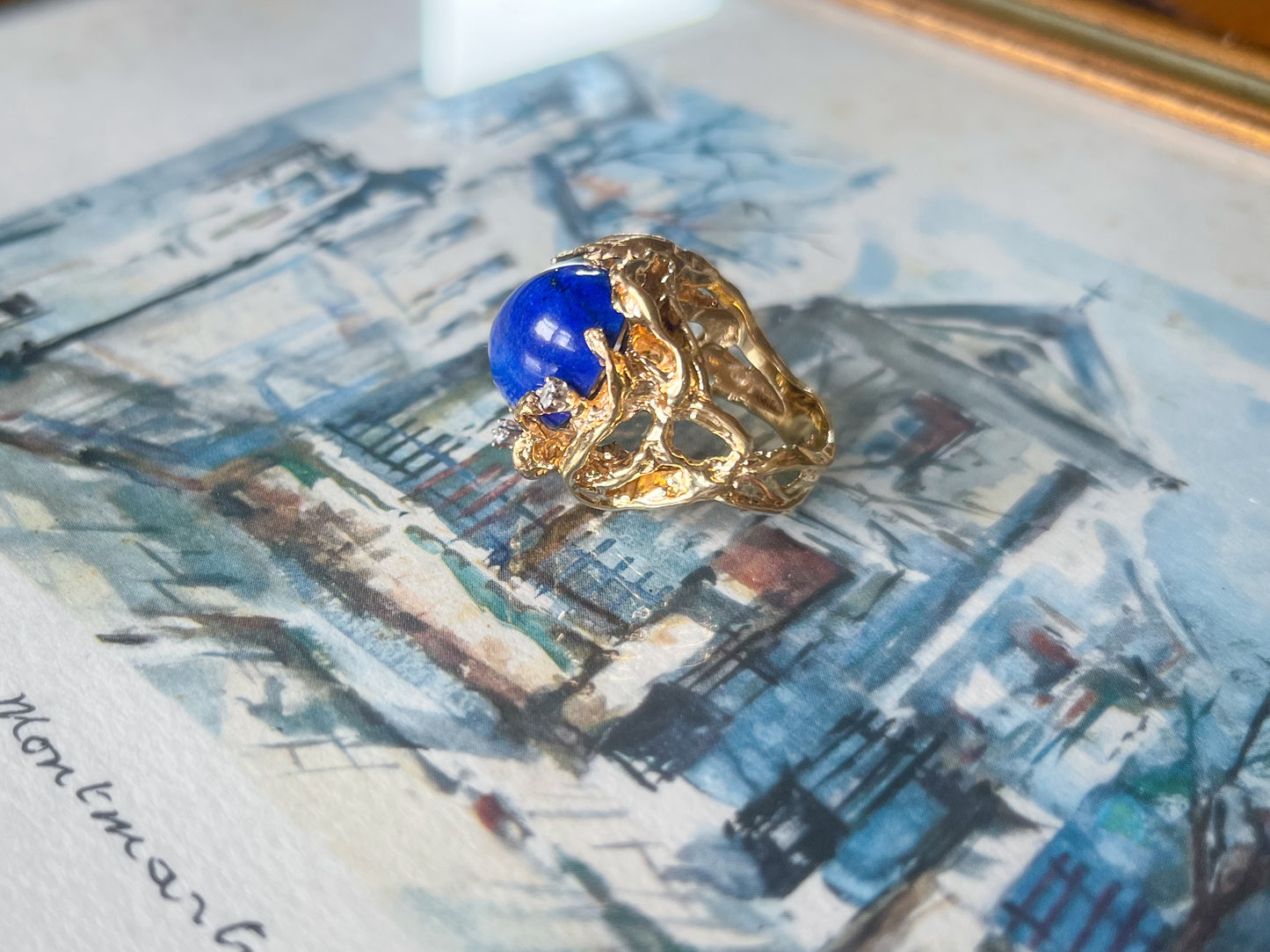 Vintage Lapis Lazuli 18k Gold Ring - Circa 1960s